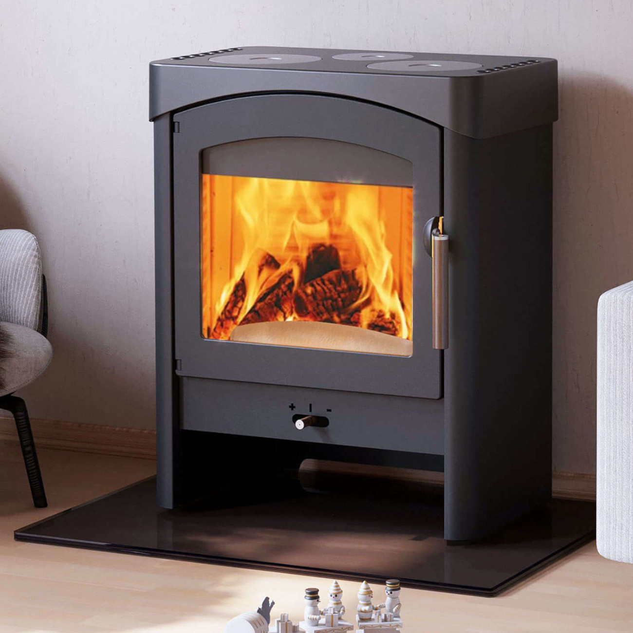Pallas Koch-Kaminofen 8,5kW Gussgrau