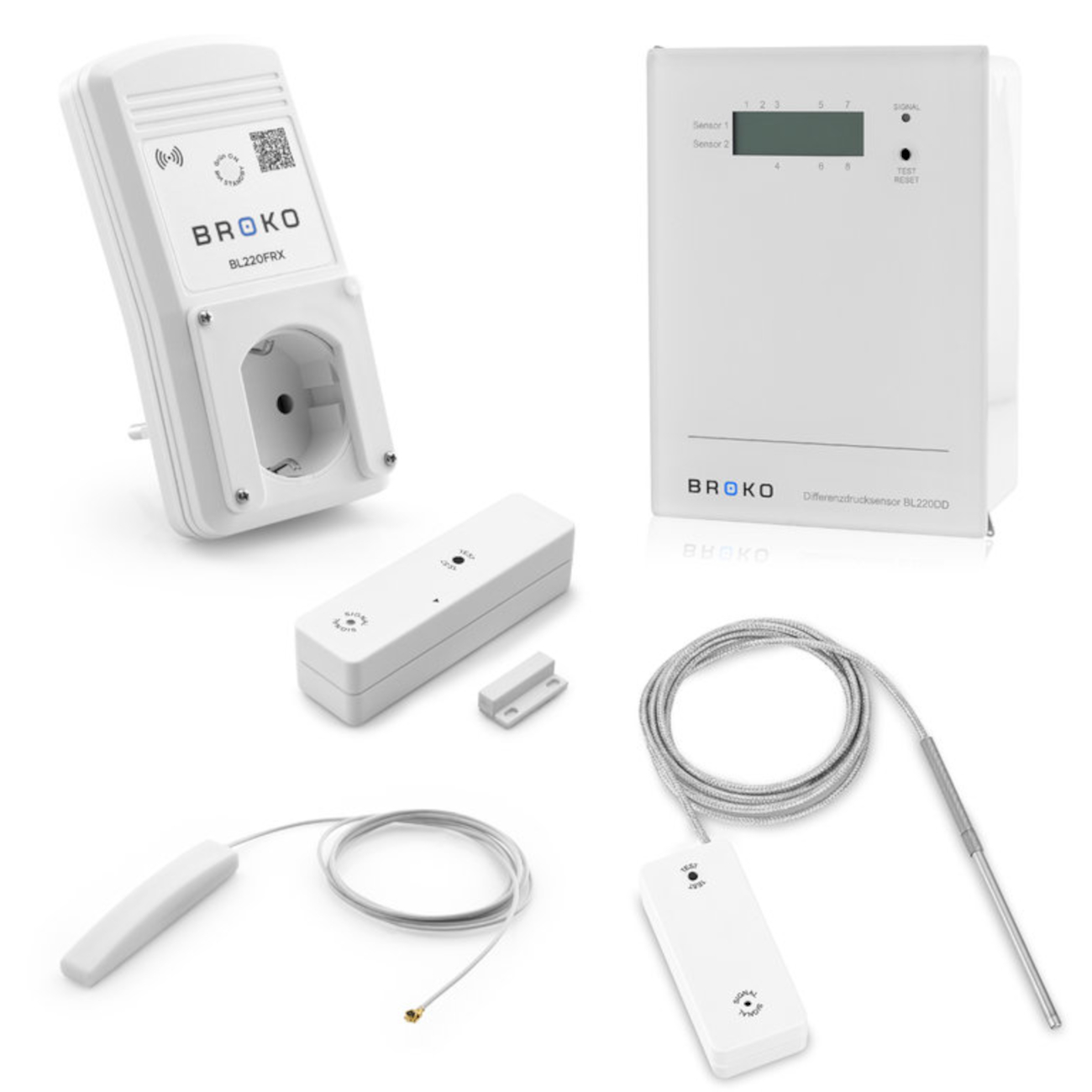 Broko_Unterdruckw-chter_unterputz_empfaenger_Temperatursensor_sensor Broko Funk-Differenzdrucksensor mit Abschaltung Unterputz DIBt