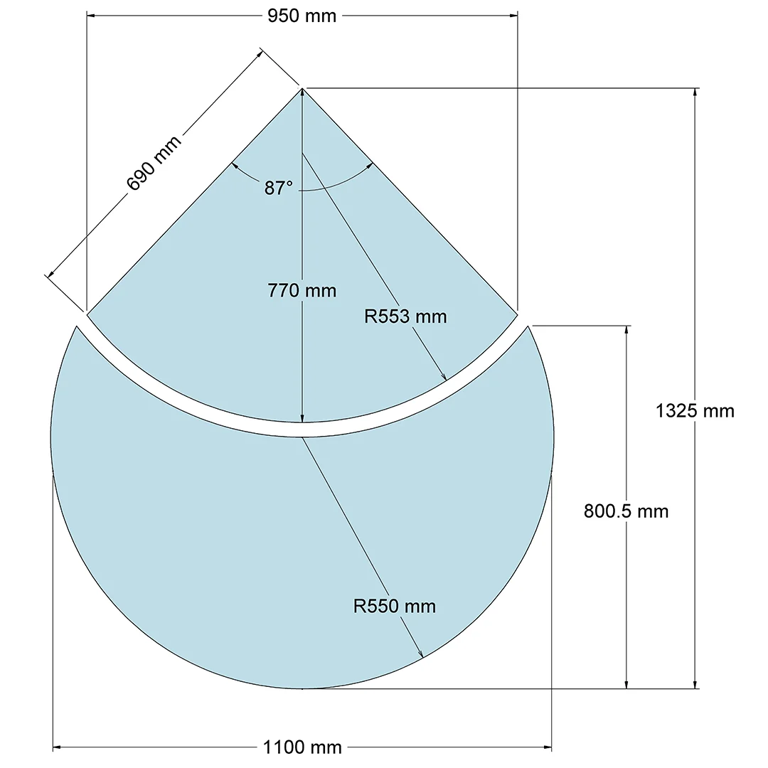 Saison Glasbodenplatte Rundbogen 1100 x 1320 mm
