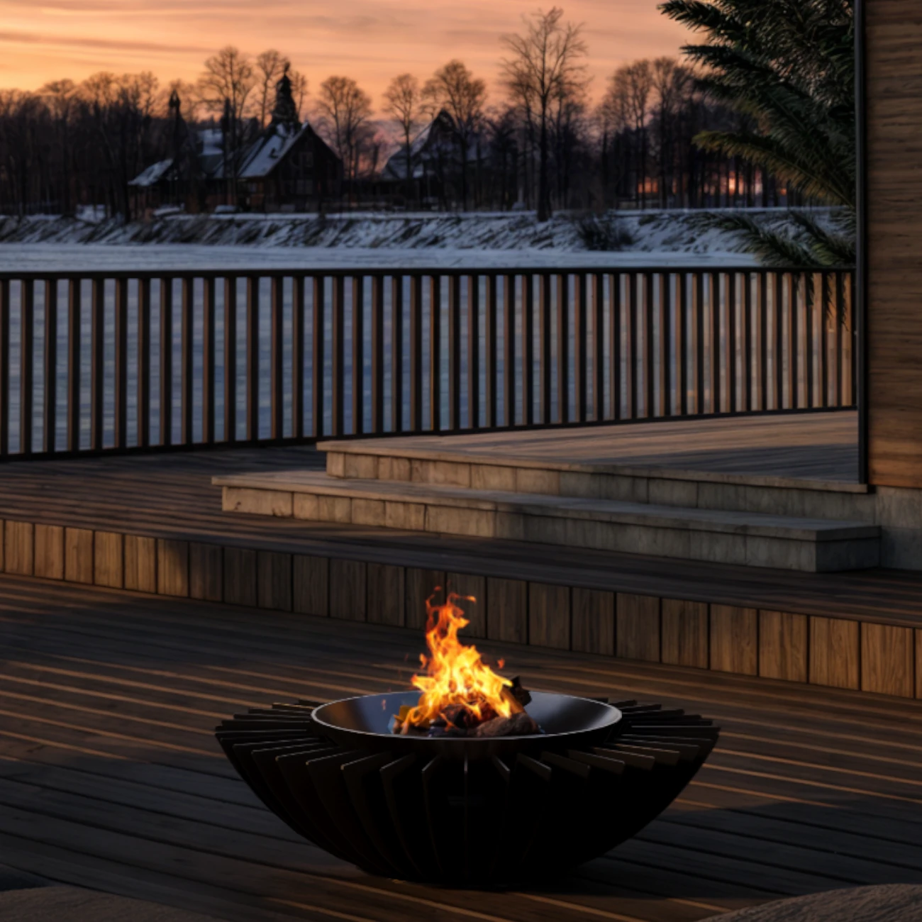 Cosmo 13 Designer Feuerschale Gartenkamin Schwarz