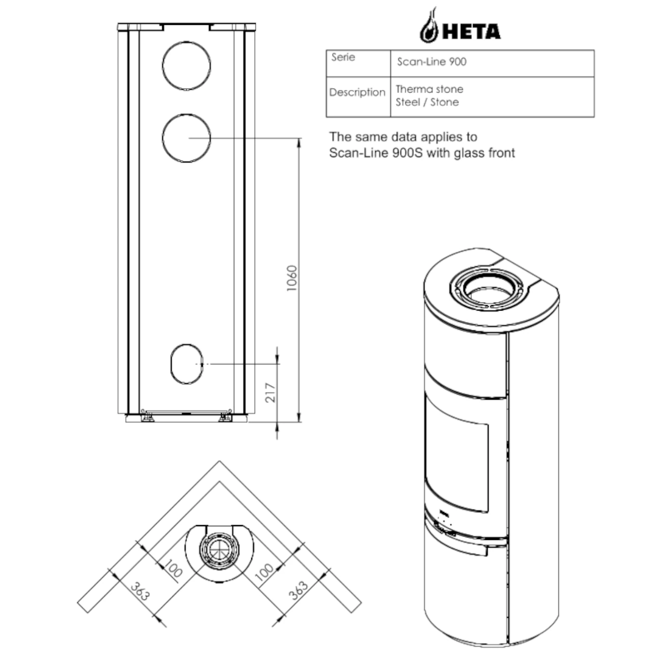 Heta Scan-Line 900S Speckstein Speicher-Kaminofen 7kW RLU Heta Scan-Line 900S Speckstein Speicher-Kaminofen 7kW RLU