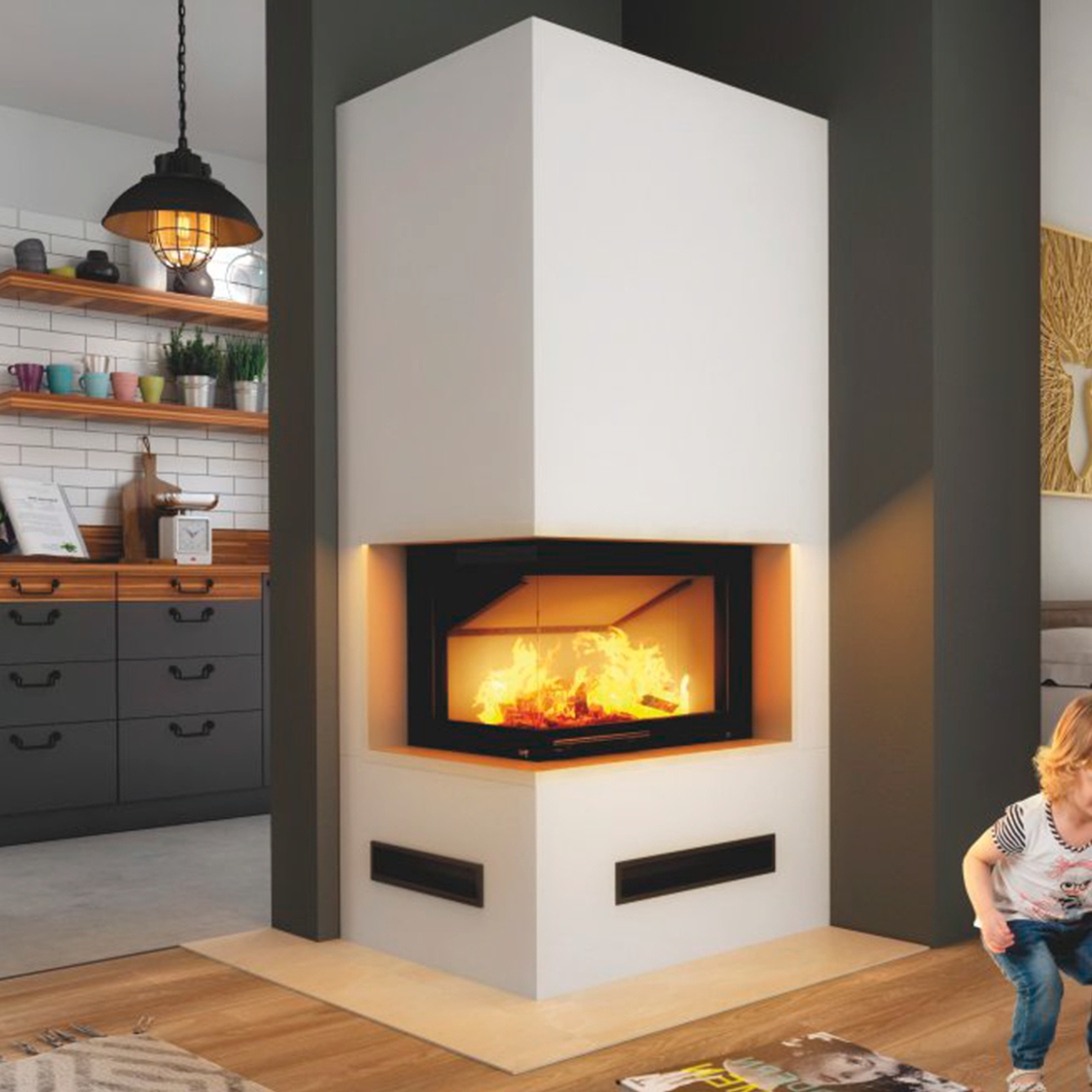 Imperial Medium Plus Kaminbausatz Smart 7kW Eckkamin Links