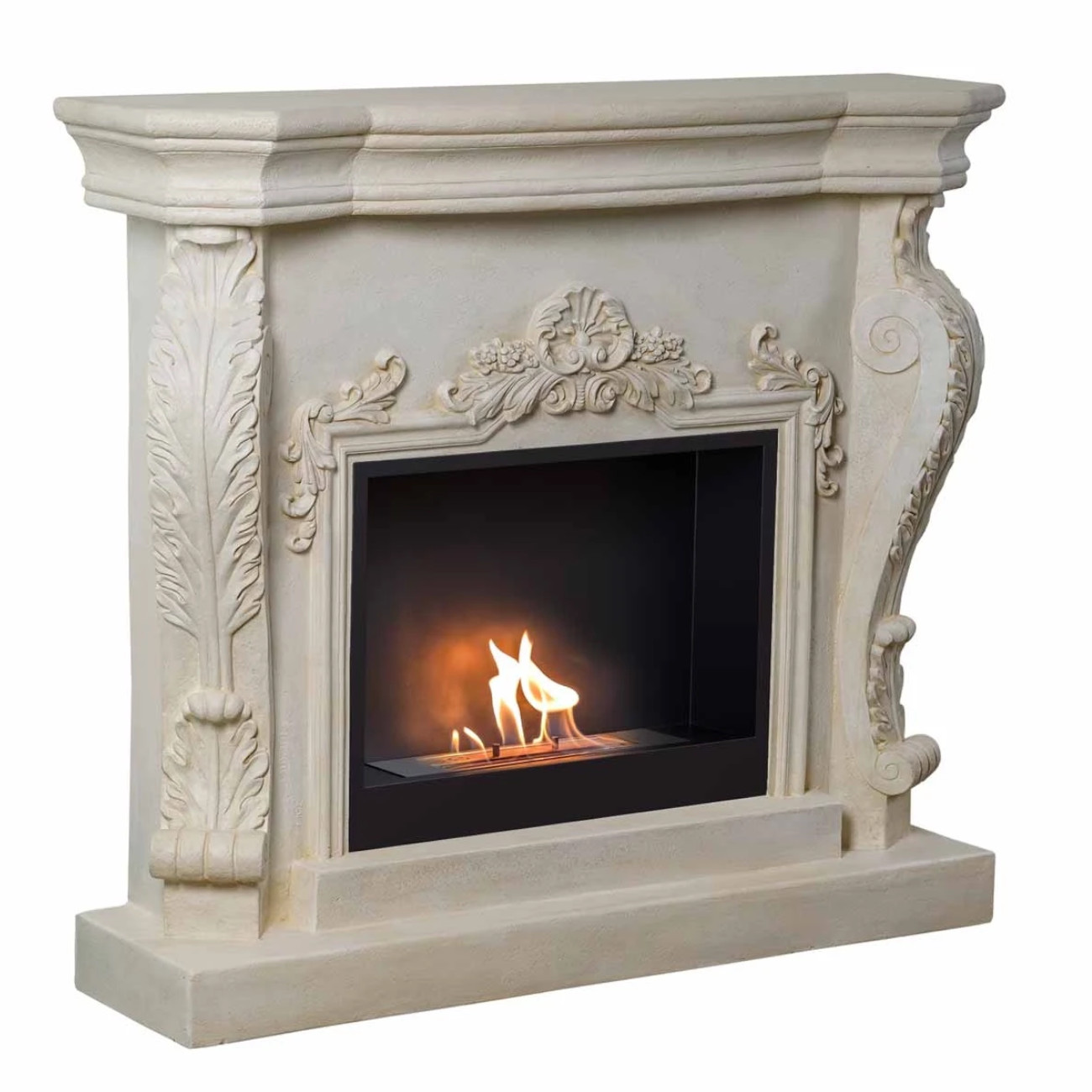 Ymir Bioethanol-Kamin mit Ornamenten Säulen-Rahmen