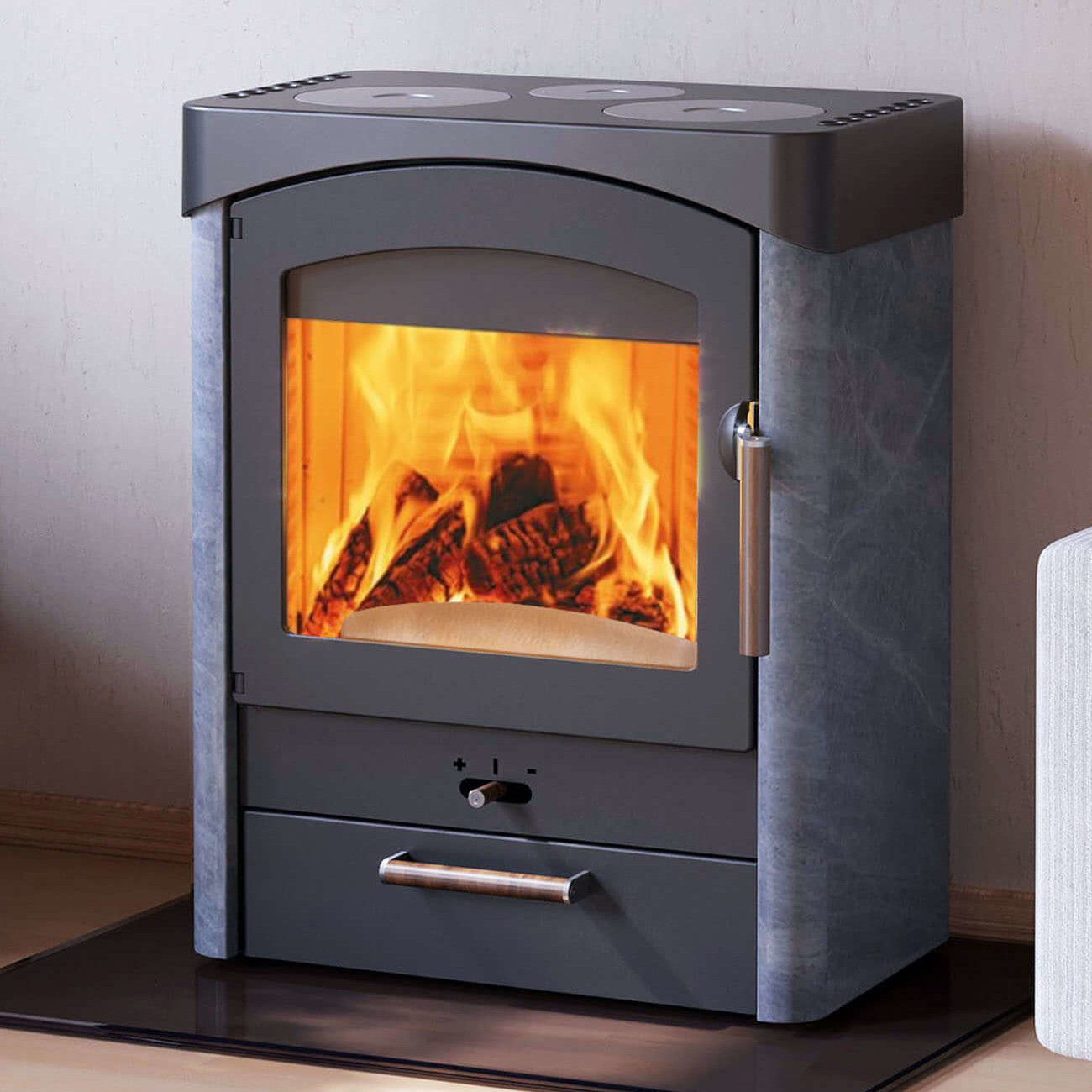 Pallas Speckstein Koch-Kaminofen 8,5kW Gussgrau