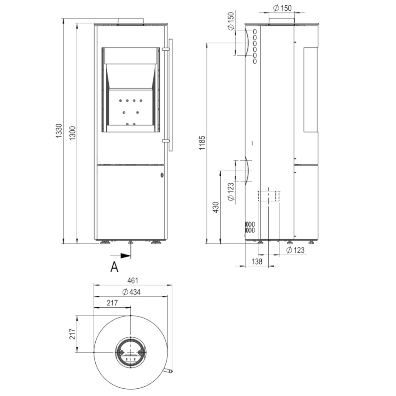 Alor Plus Kaminofen Schwarz 6kW RLU