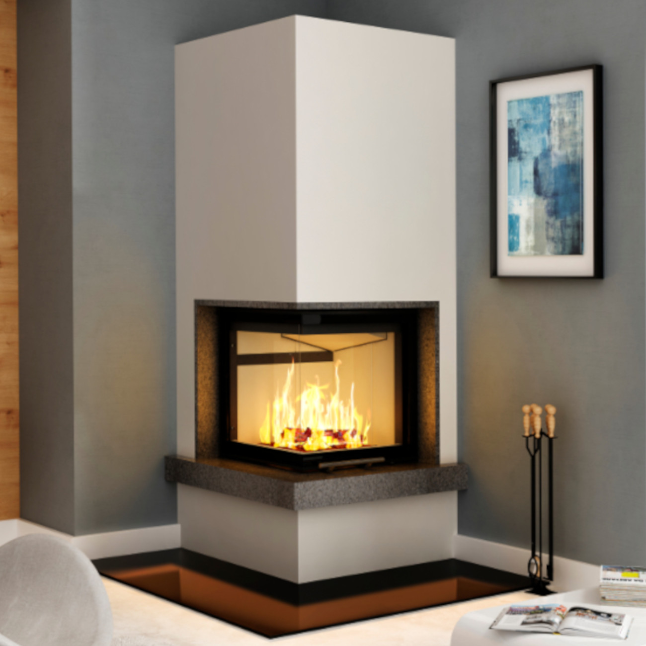 Kaminbausatz Imperial Smart 2LTH-S 7kW Eckkamin Links Hebetür