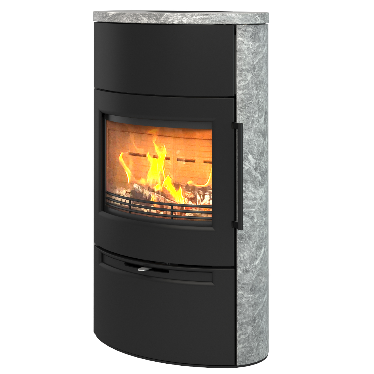 TT55HST Speckstein-Kaminofen Schwarz 7kW Wärmespeicher