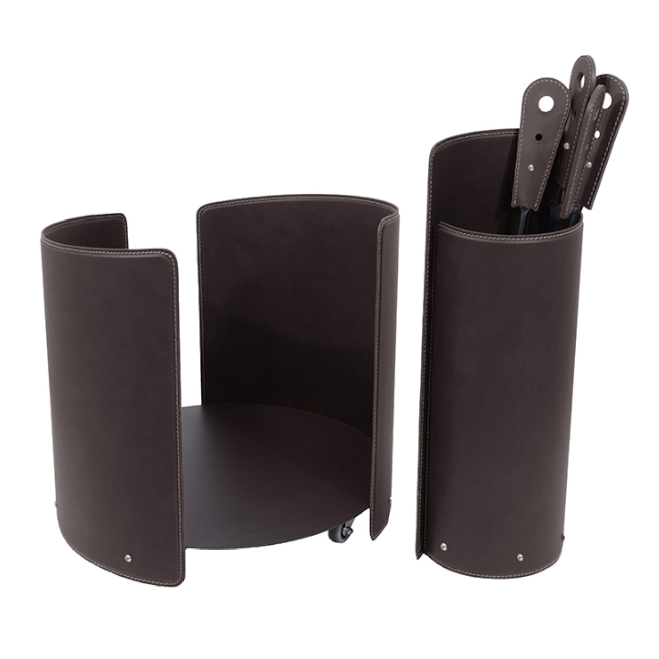 alycad-kaminbesteck-holzkorb-dunkel-braun-web1 Alycad Designer Kaminbesteckset und Holzkorb Dunkel Braun