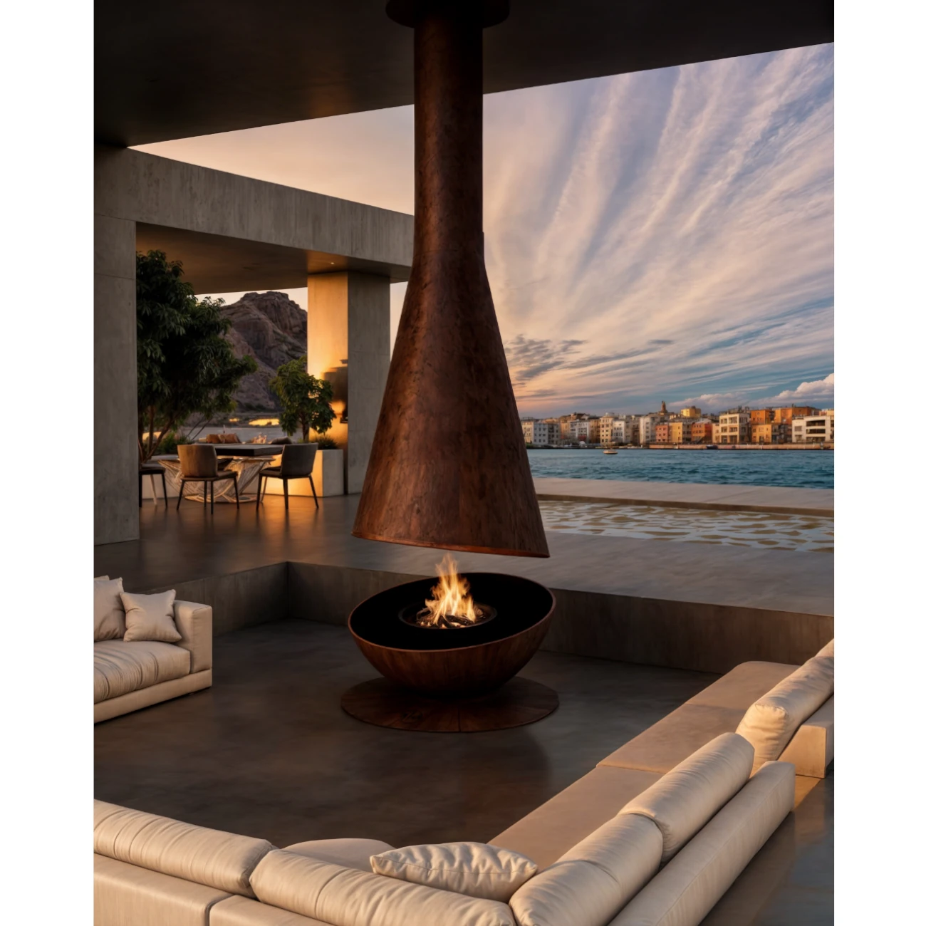 Thales Cortenstahl Designer Feuerstelle