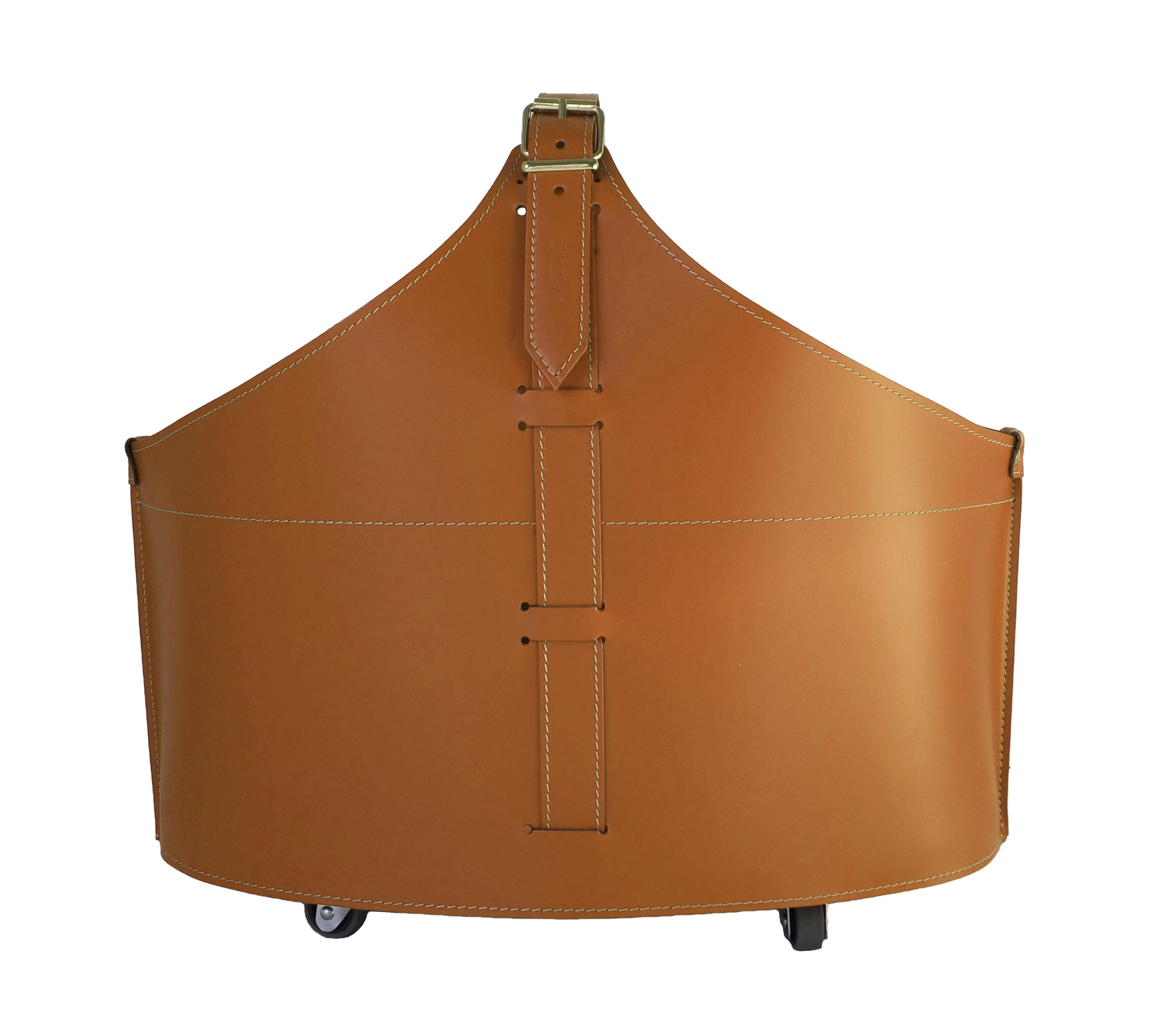 firestyle-fabia-braun-1 Designer Holzkorb Fabia Braun aus regeneriertem Leder mit Rollen