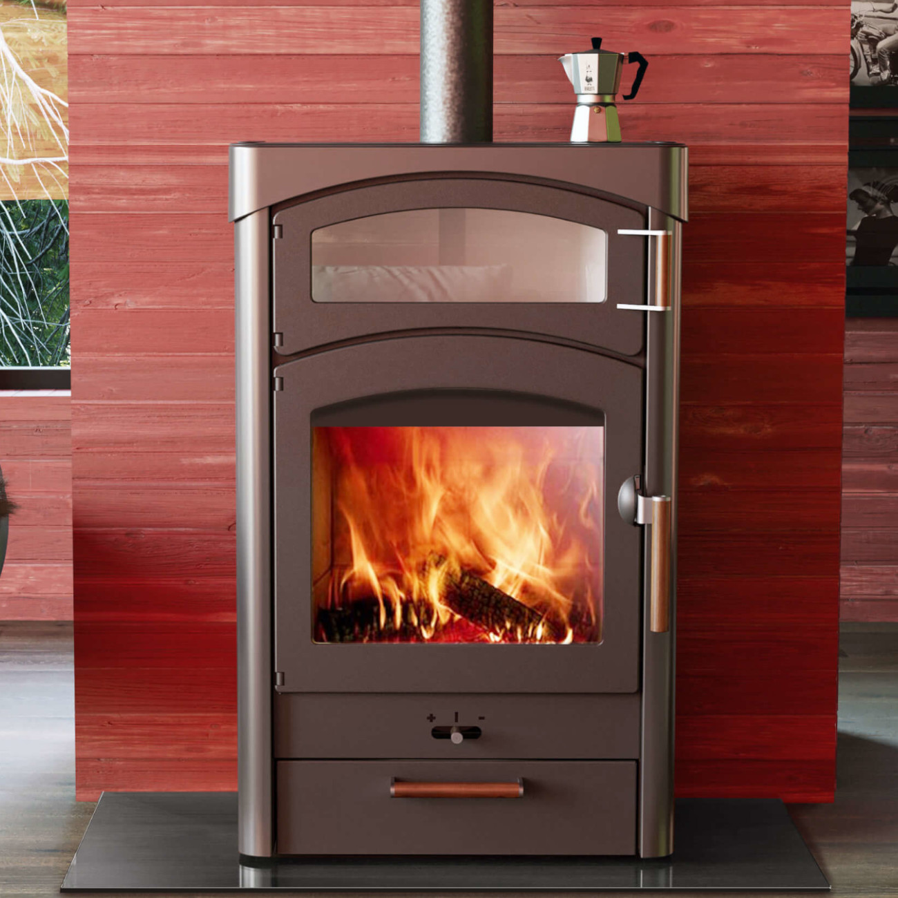 Pallas Back Kaminofen 9kW Gussgrau
