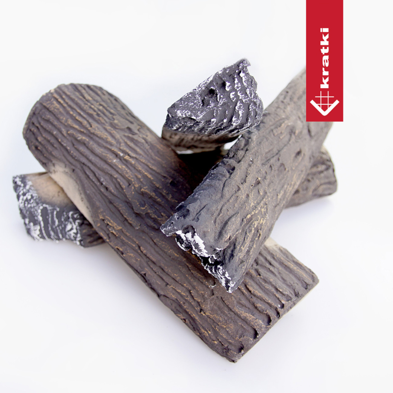 Keramik Tannenbaum Holzstücke für Gas- & Ethanolkamine - 4 Stk.