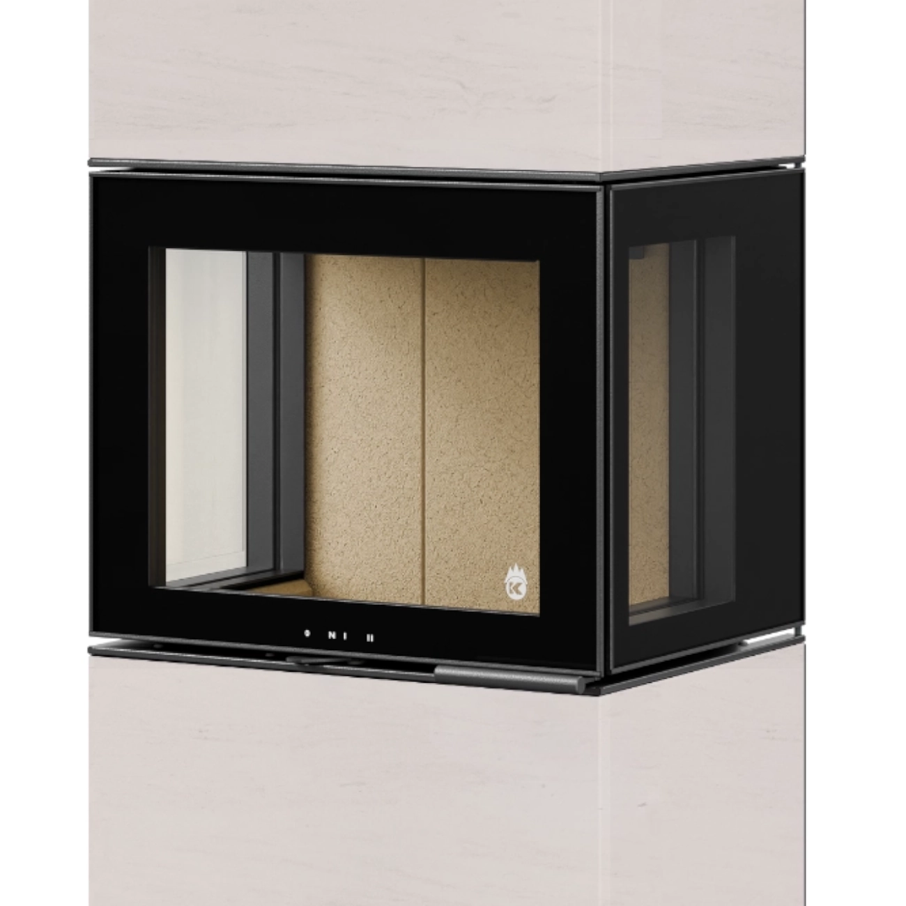 Charon Naturstein Ivory Panorama Kaminofen 6kW