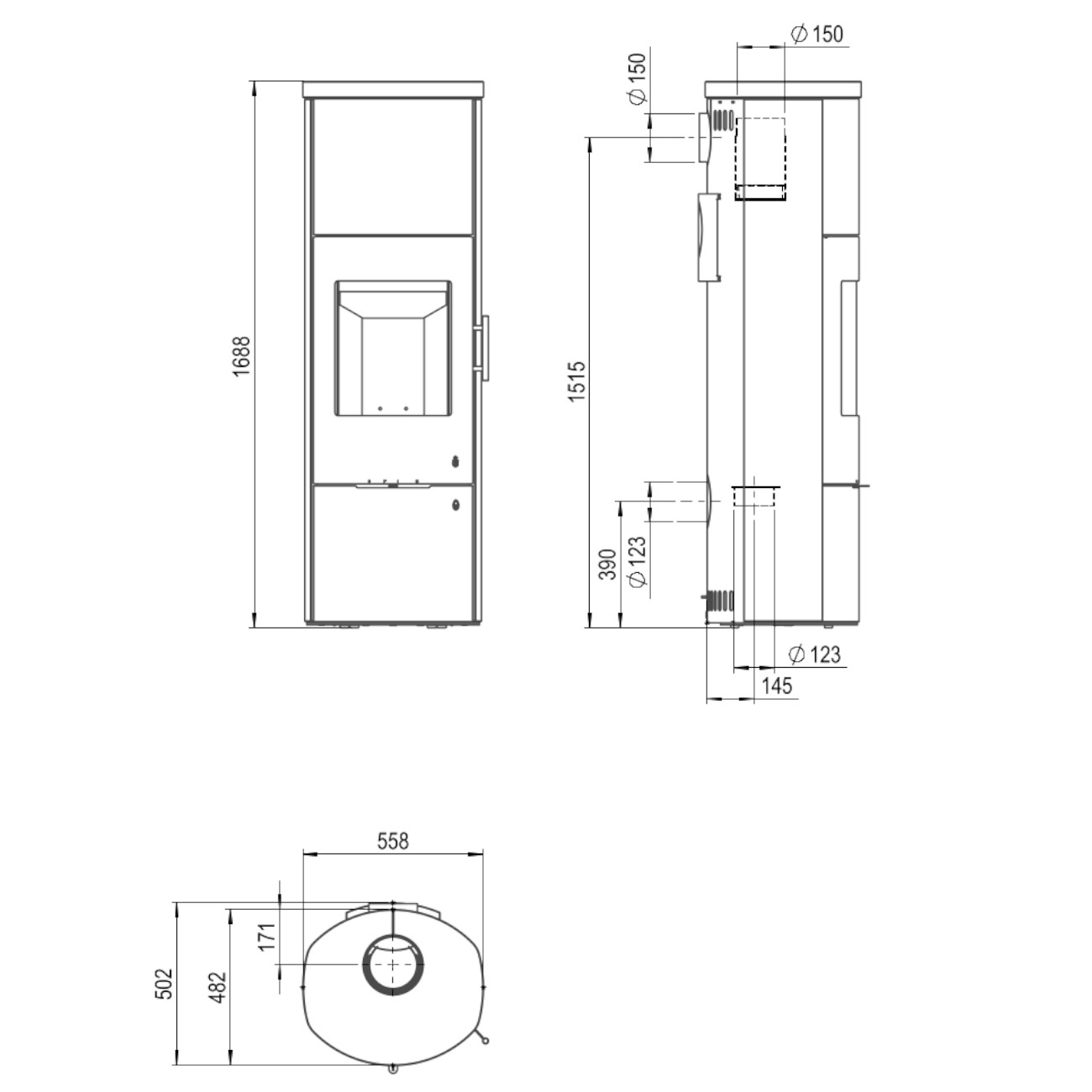 Ursa Glastür Serpentino Kaminofen 6kW
