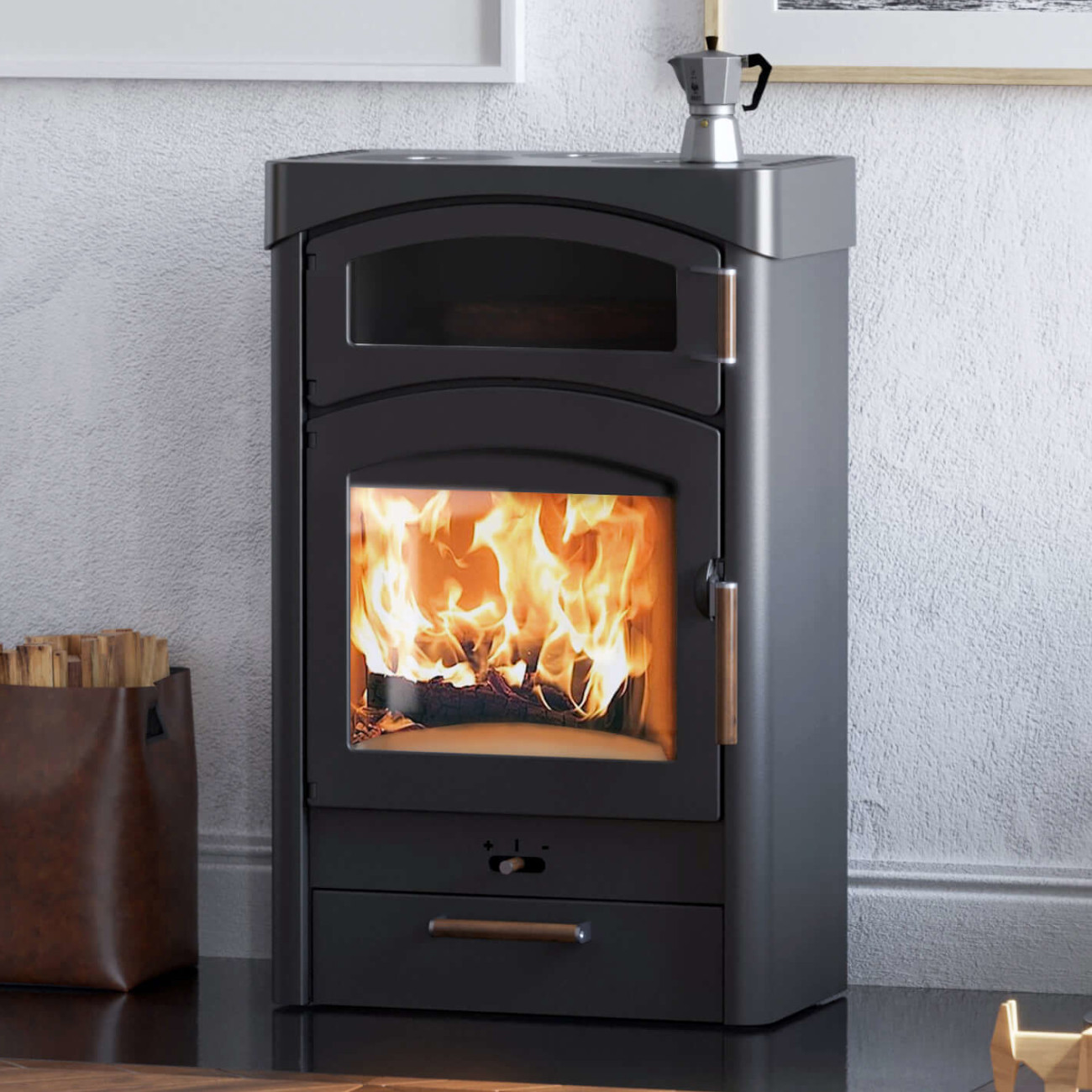 Pallas Back Kaminofen 9kW Gussgrau Pallas Back Kaminofen 9kW Gussgrau