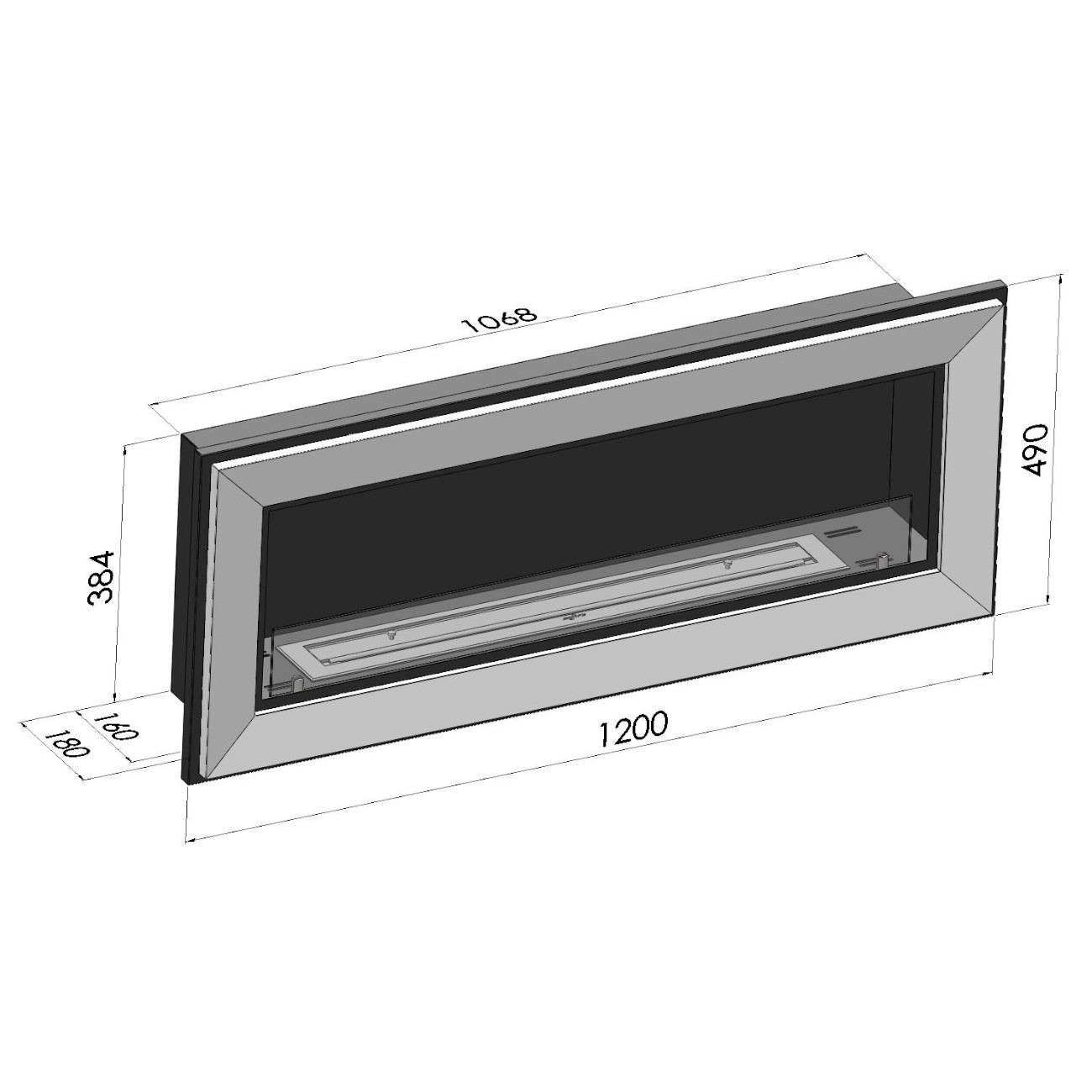 FRAME 1200 Schwarz Ethanolkamin Einbaukassette