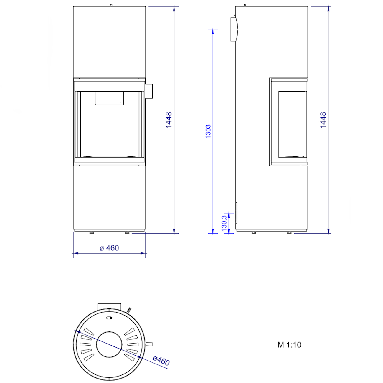 Masszeichnung-Cera-Design-Prego-Kaminofen