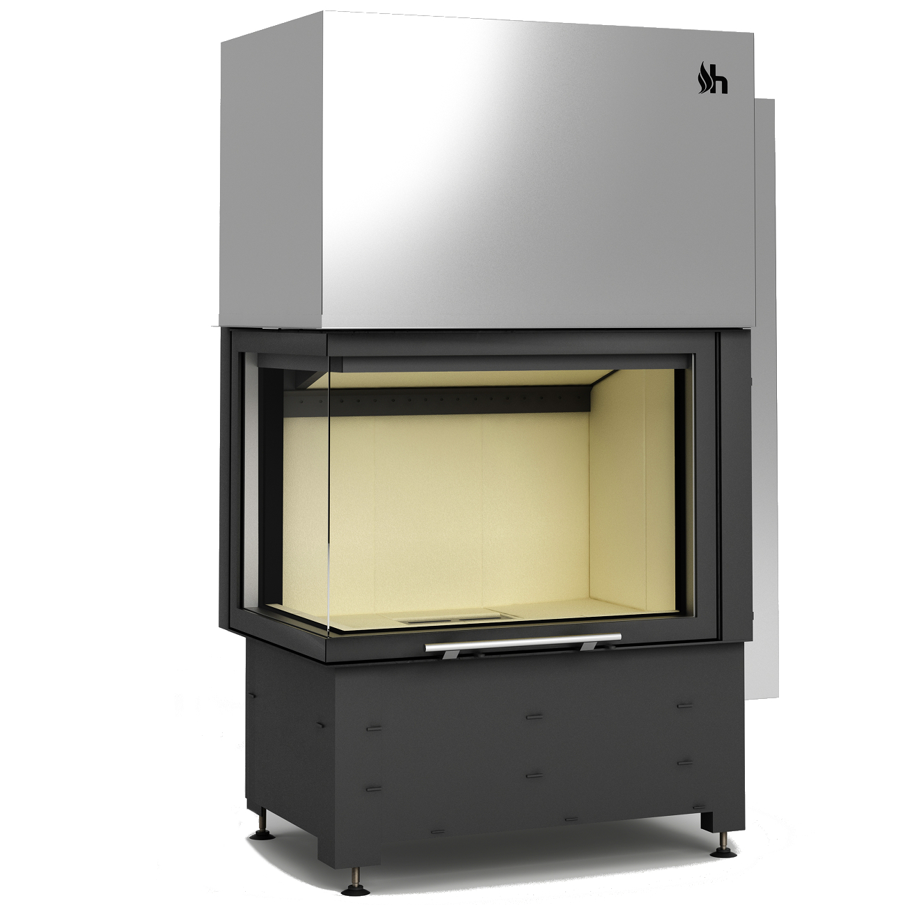 hajduk_volcano_2lh_tit Volcano 2LH Warmluft-Eckkamin 11kW Linksverglaste Hebetür