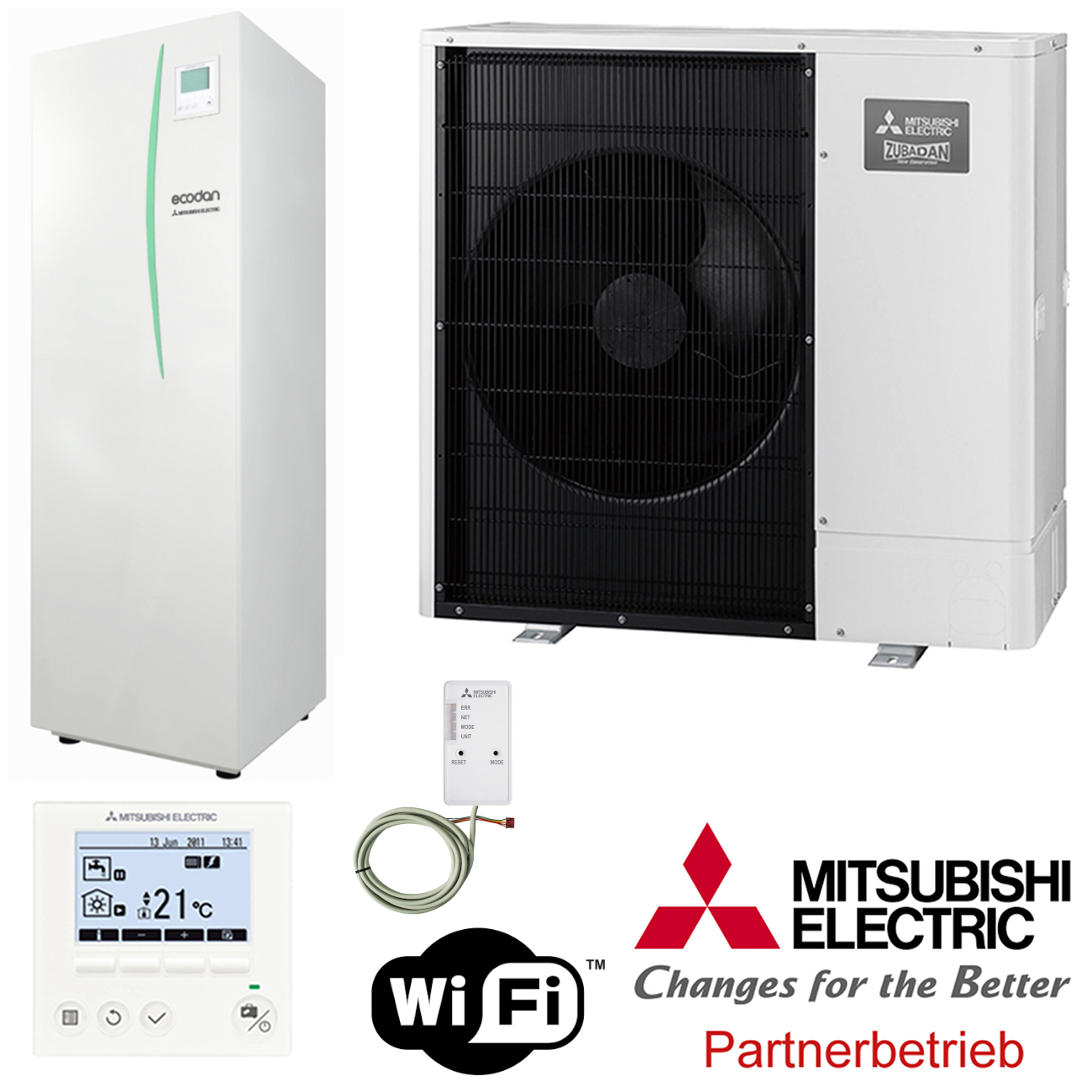 Mitsubishi Monoblock 5KW R290 Propan Speichermodul Heizen/Kühlen Set 13.4