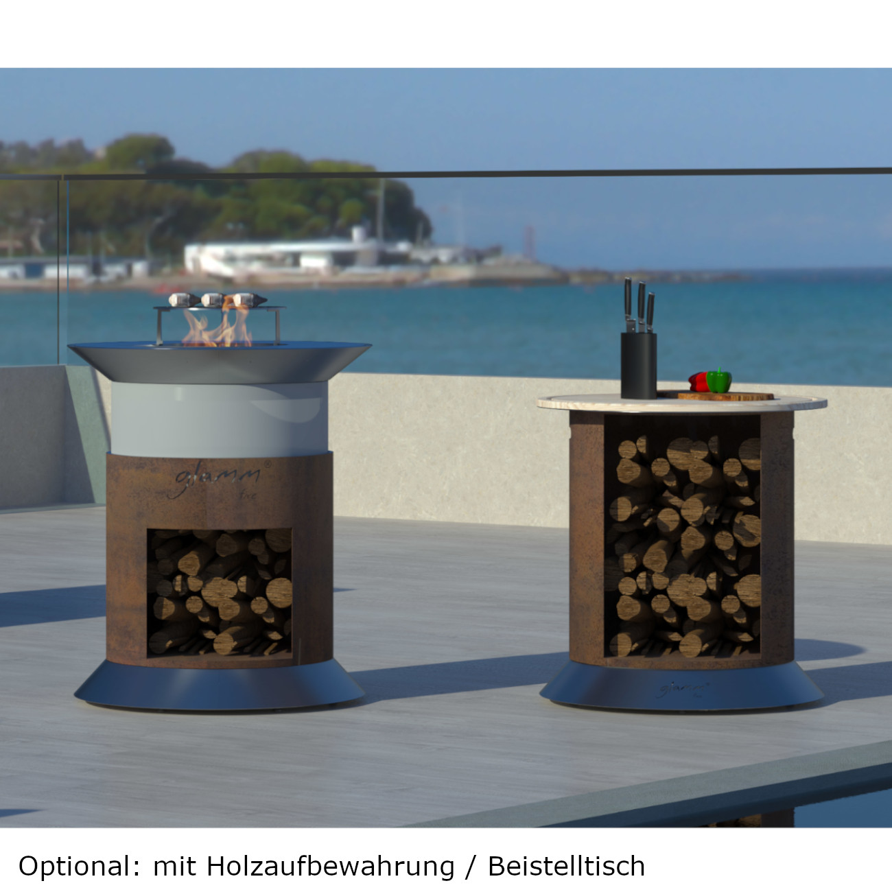 alba-quarz-grill-feuerschale-holzaufbewahrung-optional