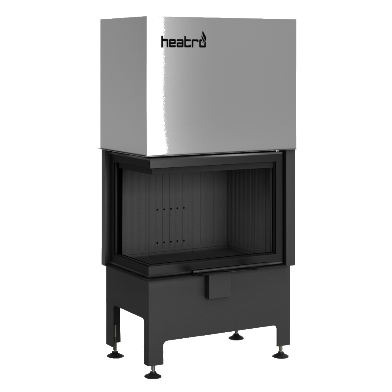 Heatro 55LH Black Eck-Kamineinsatz mit Hebetür 9kW linksverglast