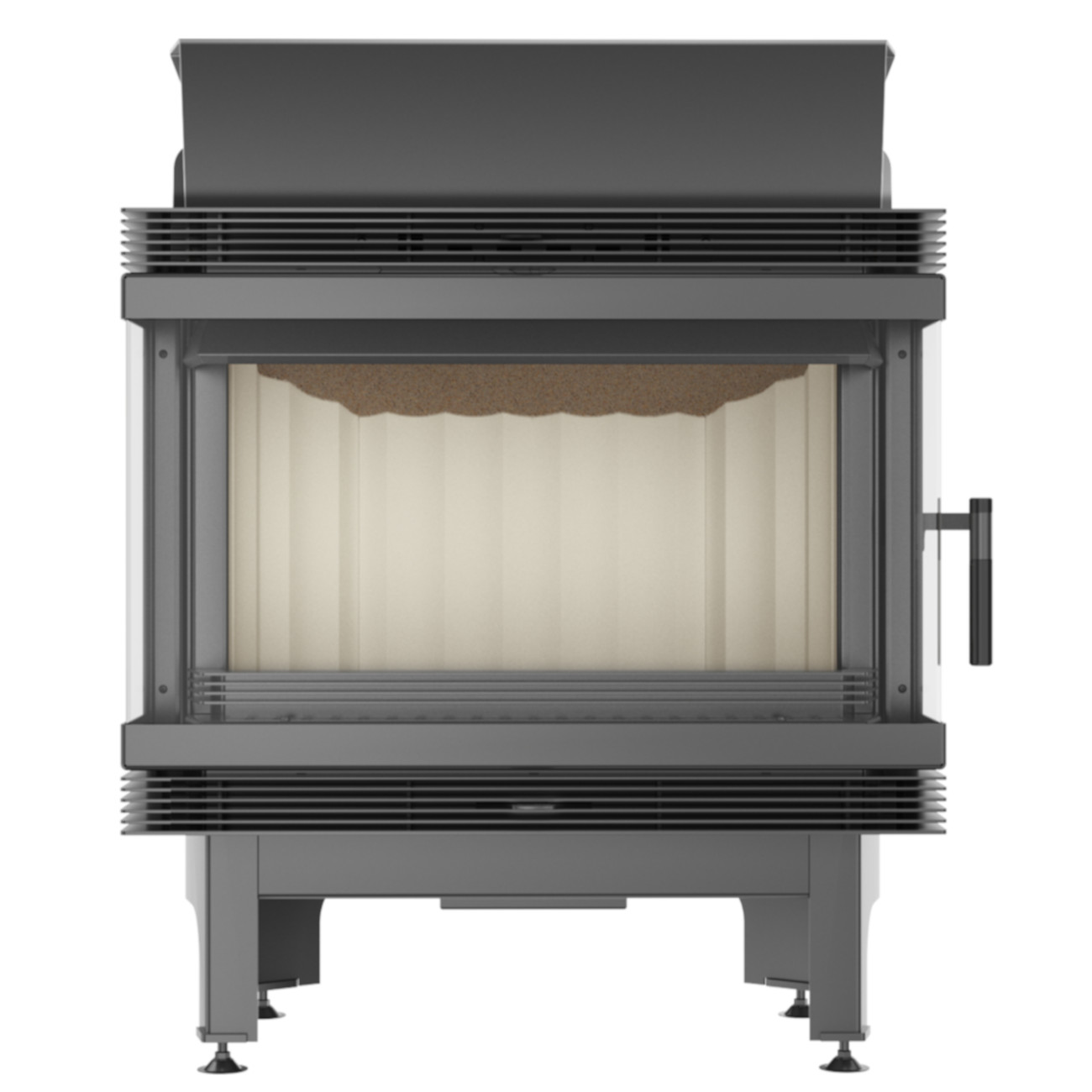 blanka-670-570-rechts-links-verglast_front Blanka 12 Panorama Warmluft Kamineinsatz 11kW Dreiseitig Verglast