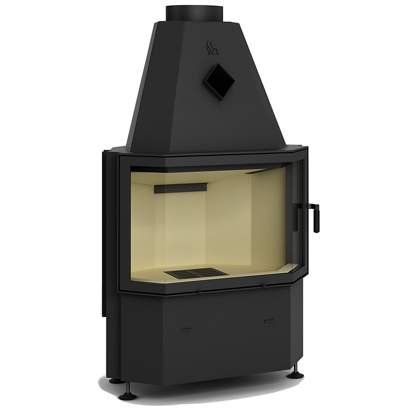 hajduk_prisma_1k_tit Prisma K Warmluft-Kamineinsatz 9kW mit Panorama Glasscheibe