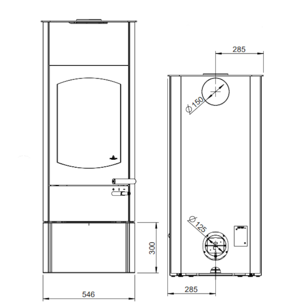 Koko 2.0 Xtra Stahl 7kW Speicherofen Schwarz RLU