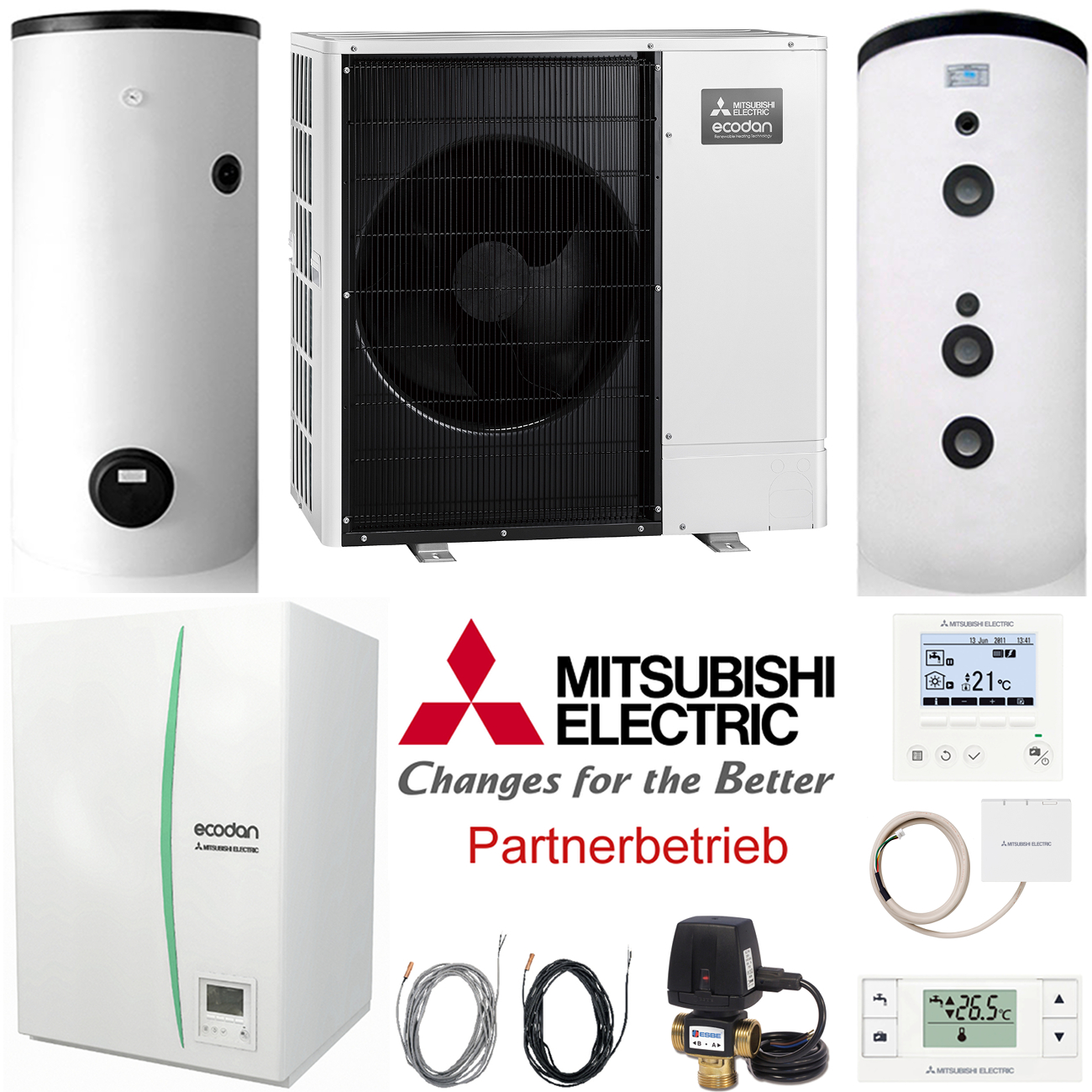 Mitsubishi Heizungs-Set 808 Power Inverter 8kW Wärmepumpe Hydromodul