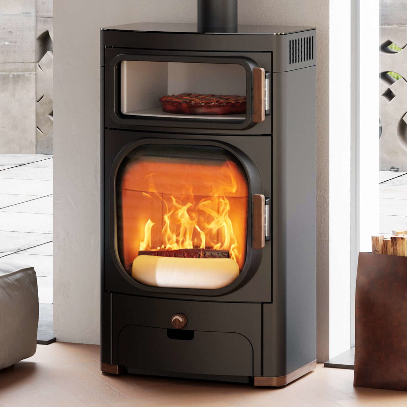 Heidi Back 2.0 Gussgrau Back-Kaminofen 7,5kW RLU