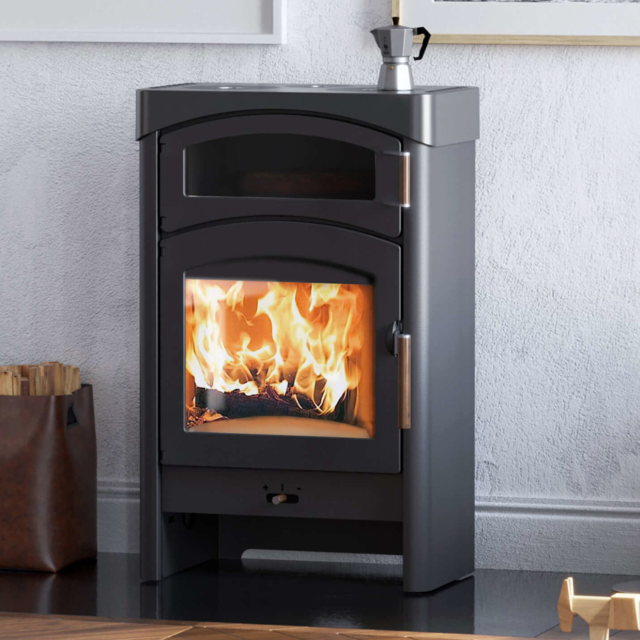 Pallas Back Kaminofen 9kW Gussgrau