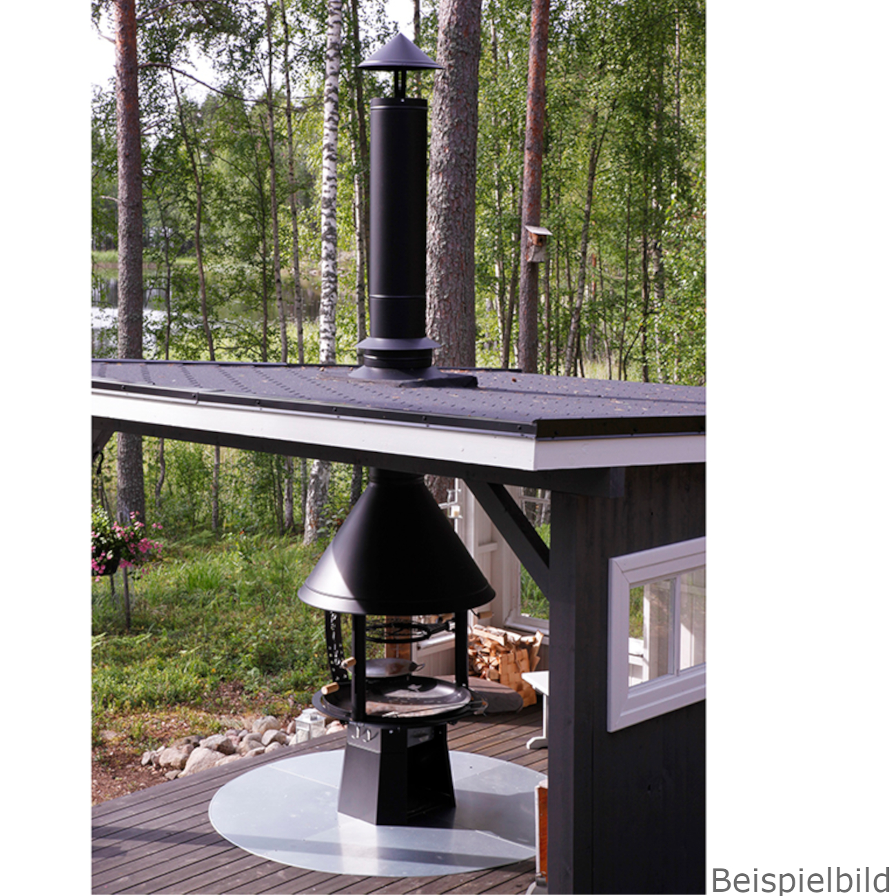 schornsteinset_2x1_einbau Tundra Grill Schornsteinverlängerung 1 m schwarz