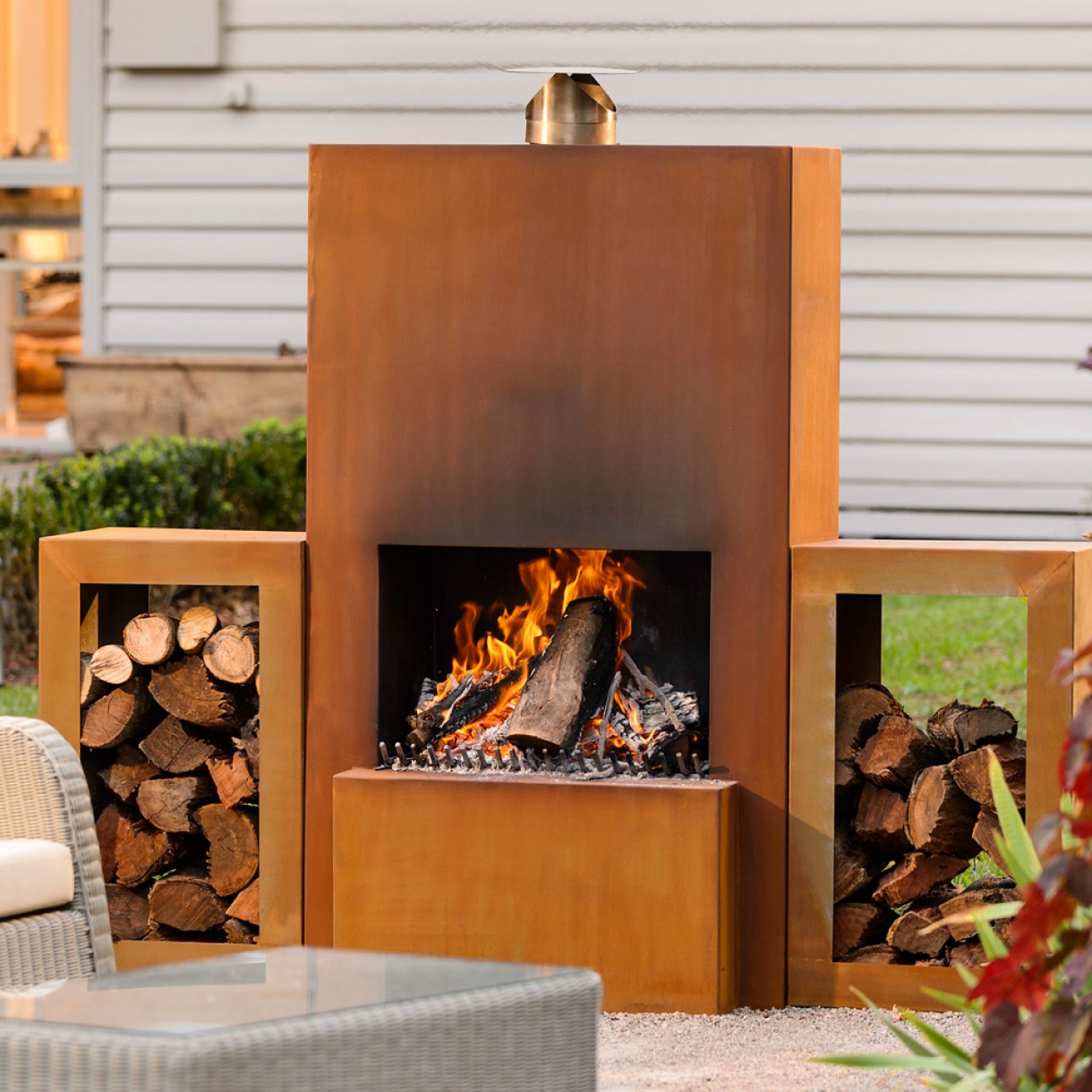Pinacate-Corten-Woodstock Outdoor/Garten Kamin Feuersäule Pinacate in Corten Stahl