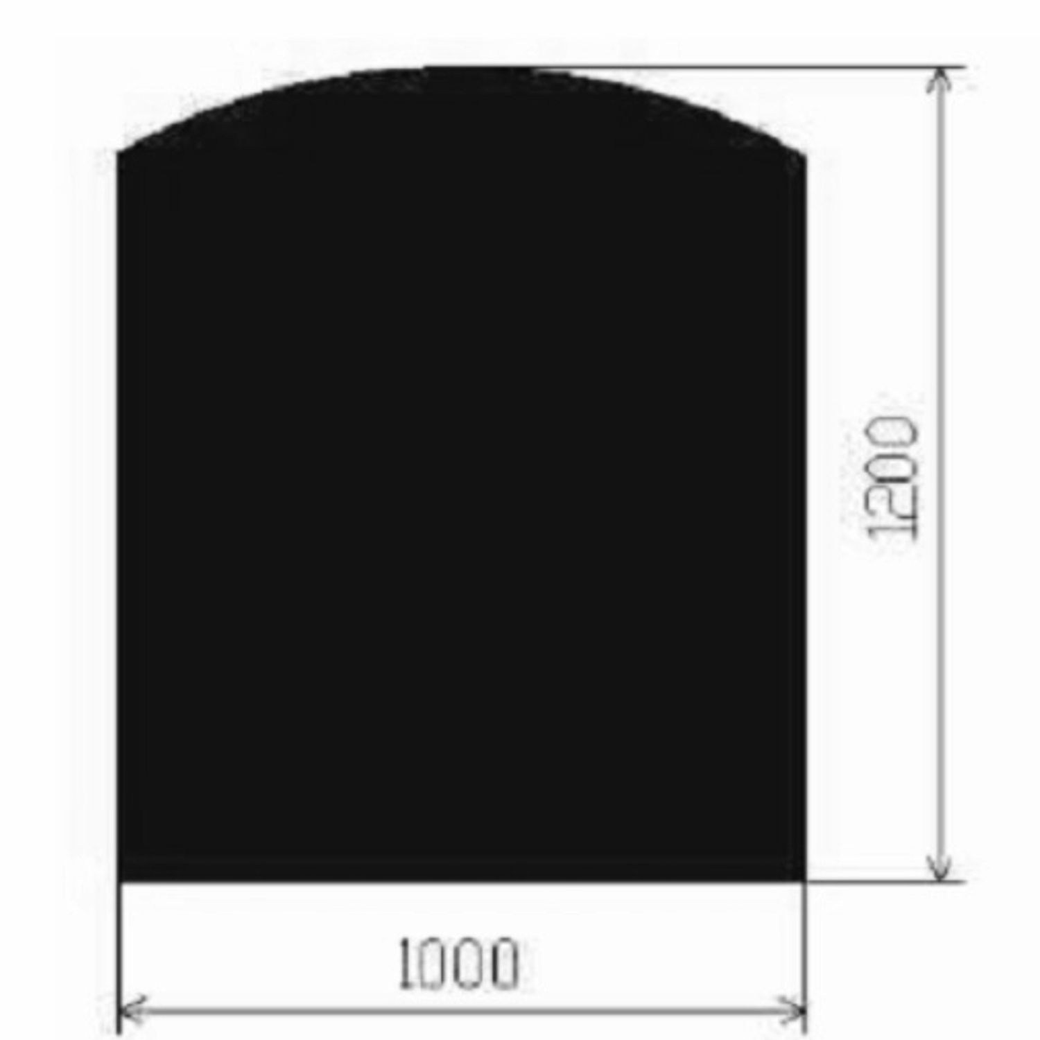 bodenplatte_segmentbogen_schwarz Metallbodenplatte Segmentbogen 980x1200 mm