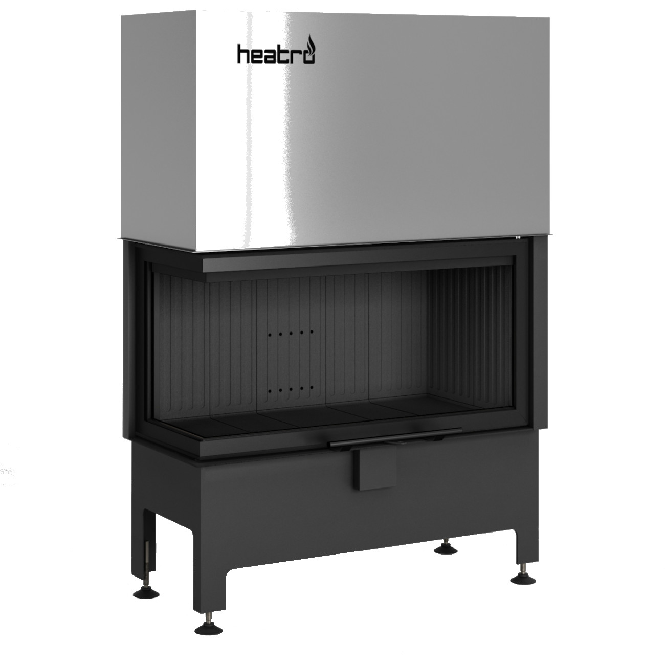 Heatro 81LH Black Eck-Kamineinsatz mit Hebetür 12kW linksverglast