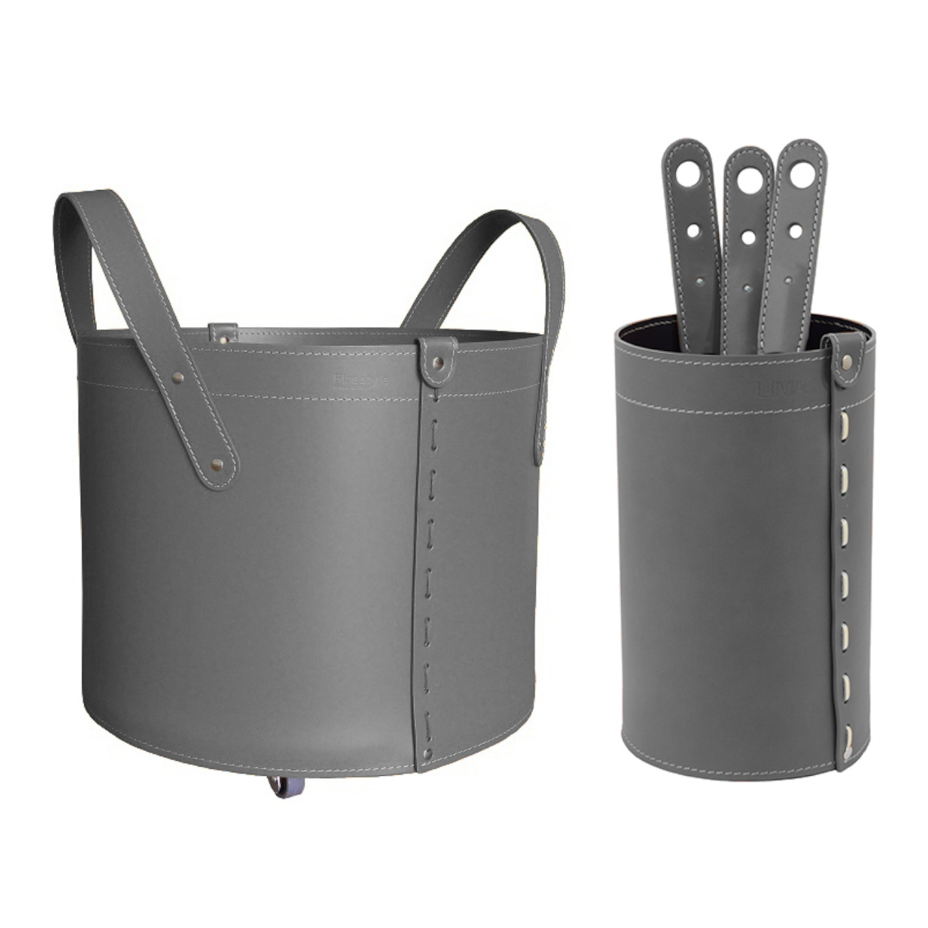 lycad-holzkorb-kaminbesteck-set-grau-web1 Lycad Designer Kaminbesteckset und Holzkorb Anthrazit