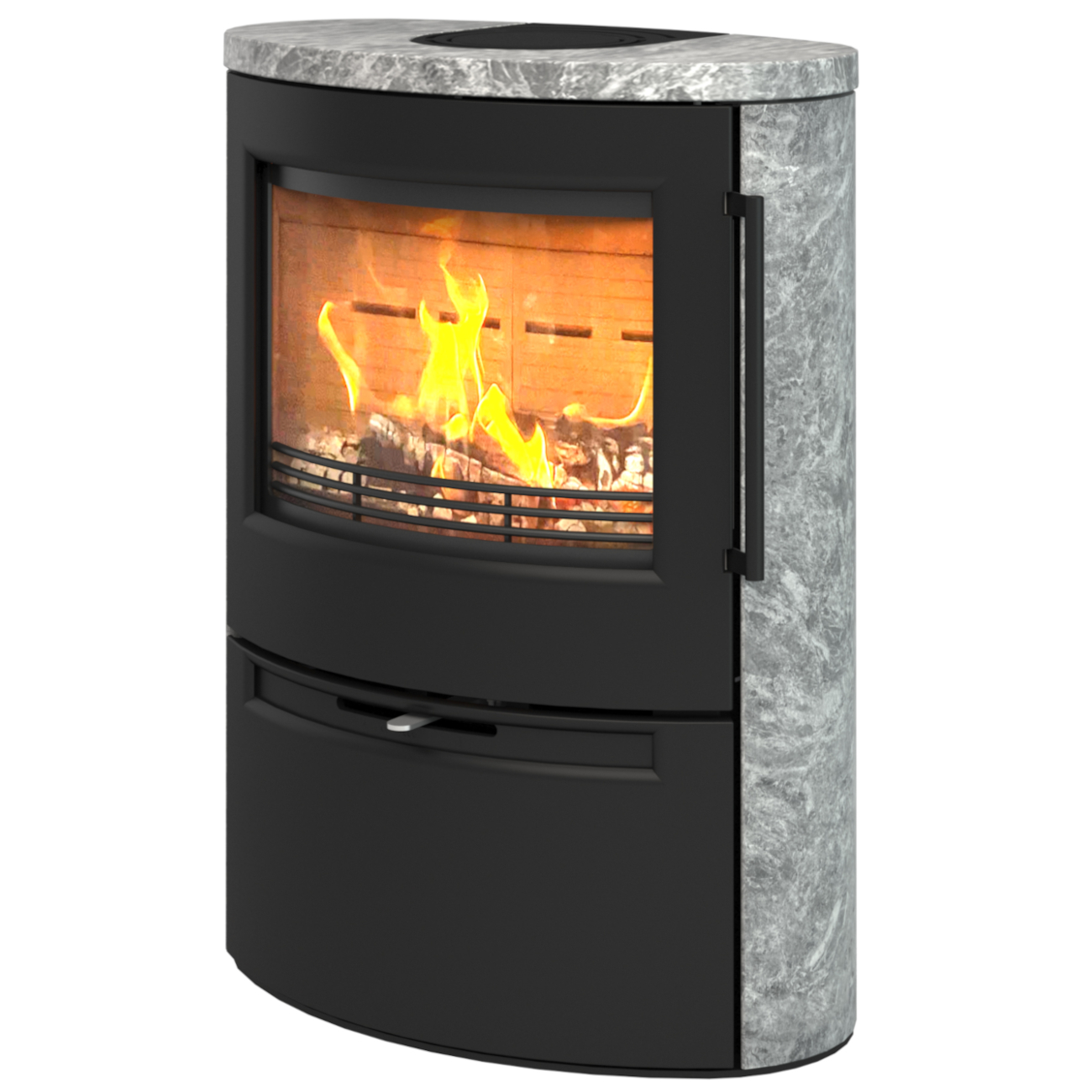 TT55RS Speckstein-Kaminofen Schwarz 7kW große Brennkammer TT55RS Speckstein-Kaminofen Schwarz 7kW große Brennkammer