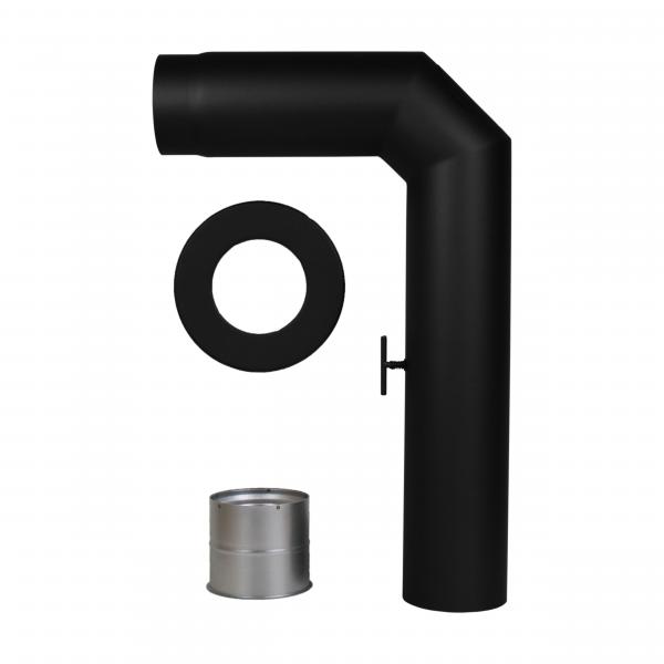 13-H2S-B-B1 Rauchrohrset 90° zweimal abgewinkelt 150mm Ø Wandrosette Mauermufffefe