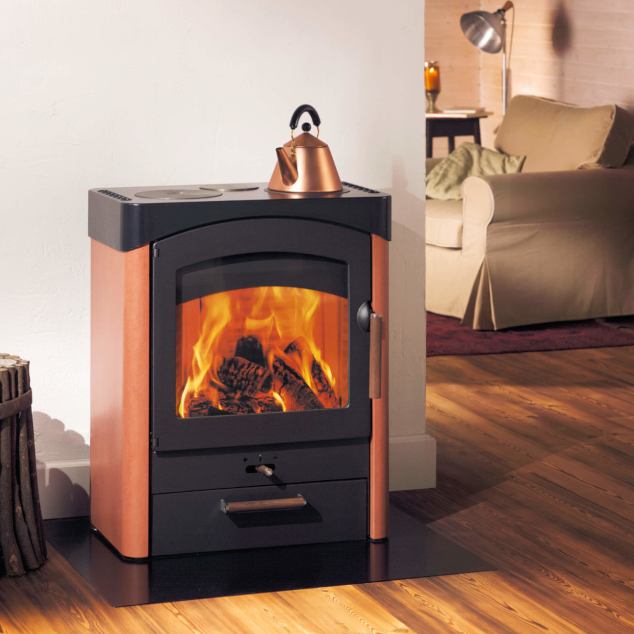 Pallas Keramik Koch-Kaminofen 8,5kW Gussgrau