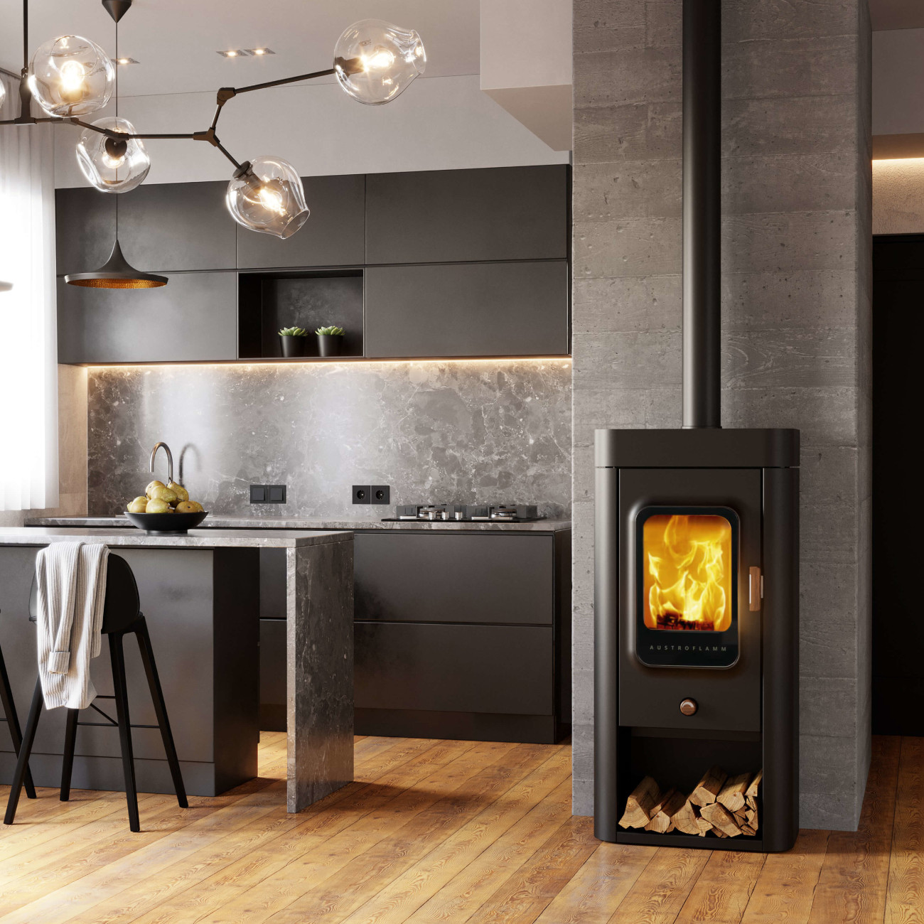 Sina Kaminofen 6kW RLU Gussgrau
