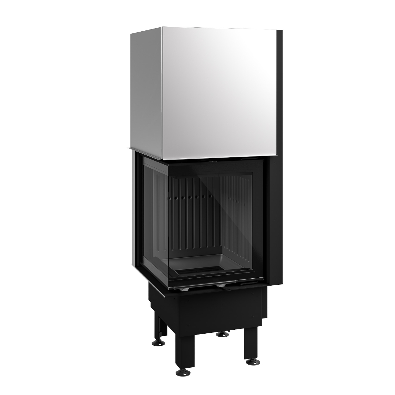 Smart 2LTH-S Eck - Kamineinsatz 7kW Hebetür Black Editon