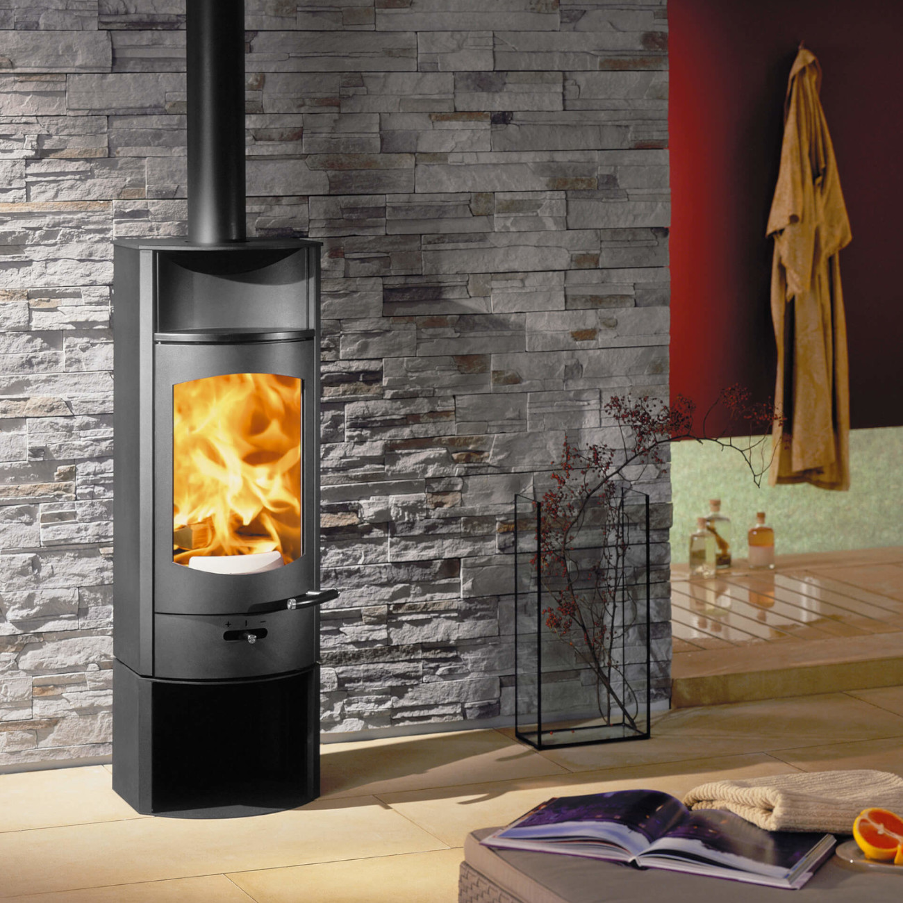 Flok 2.0 Hoch Stahl Kaminofen Schwarz 4kW RLU