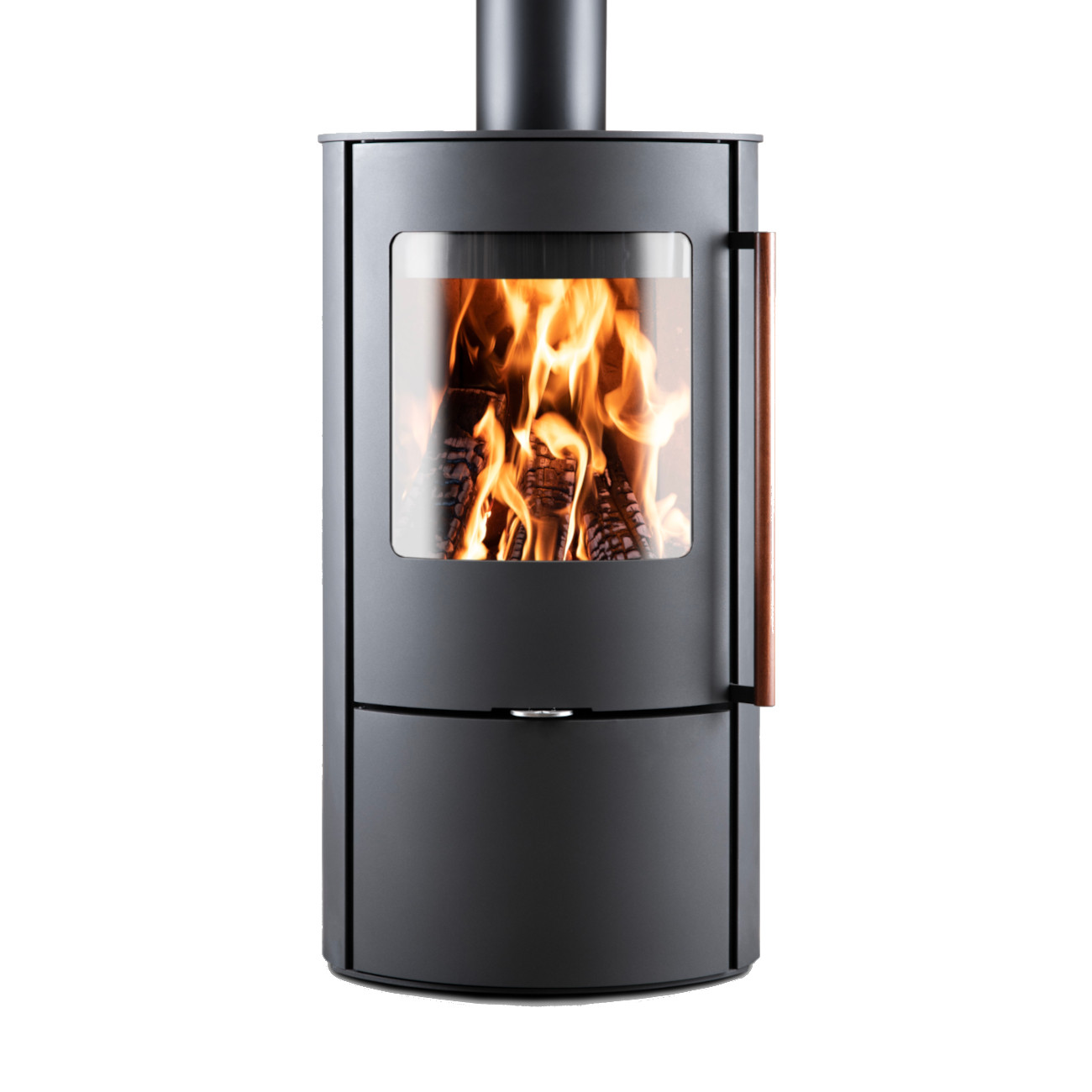 Holzofen Kaminofen Carino Stahl Novaline mit Holzgriff Edelstahl Frischluftzufuhr