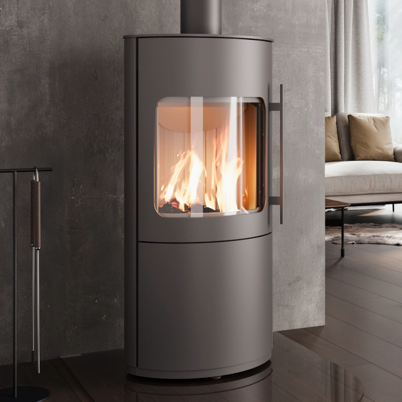 Cosmo Grau Kaminofen geschlossenes Holzfach 6KW Cosmo Grau Kaminofen geschlossenes Holzfach 6KW