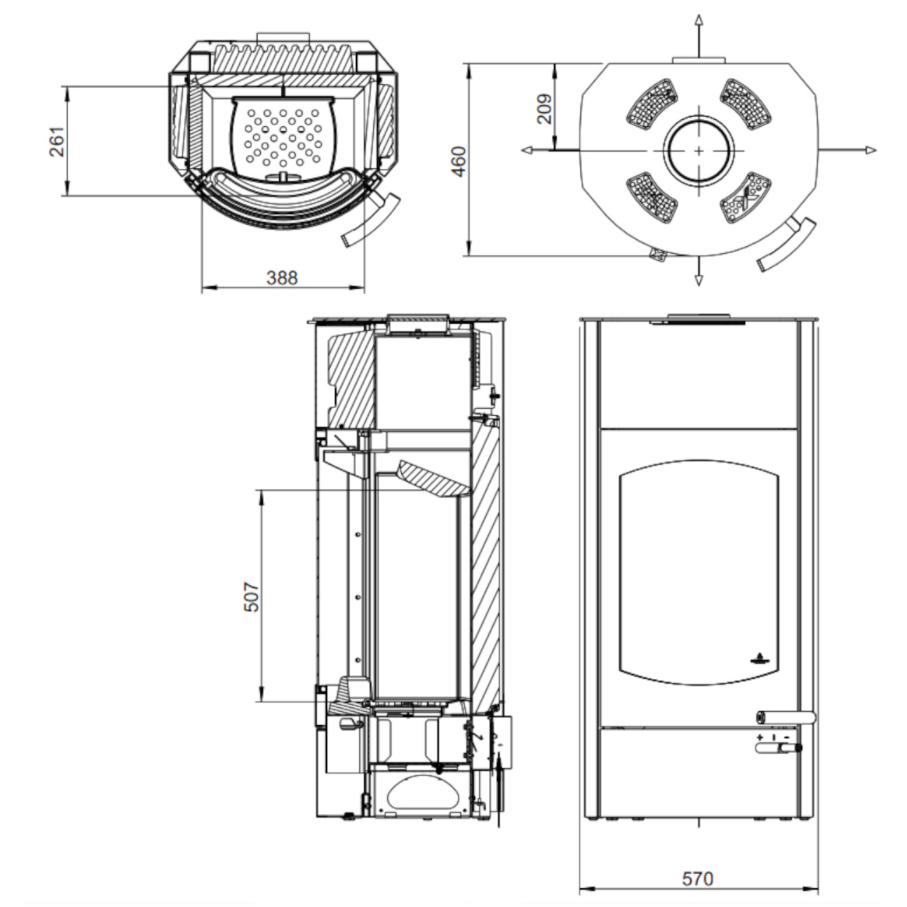 Koko 2.0 Xtra Stahl 7kW Speicherofen Schwarz RLU