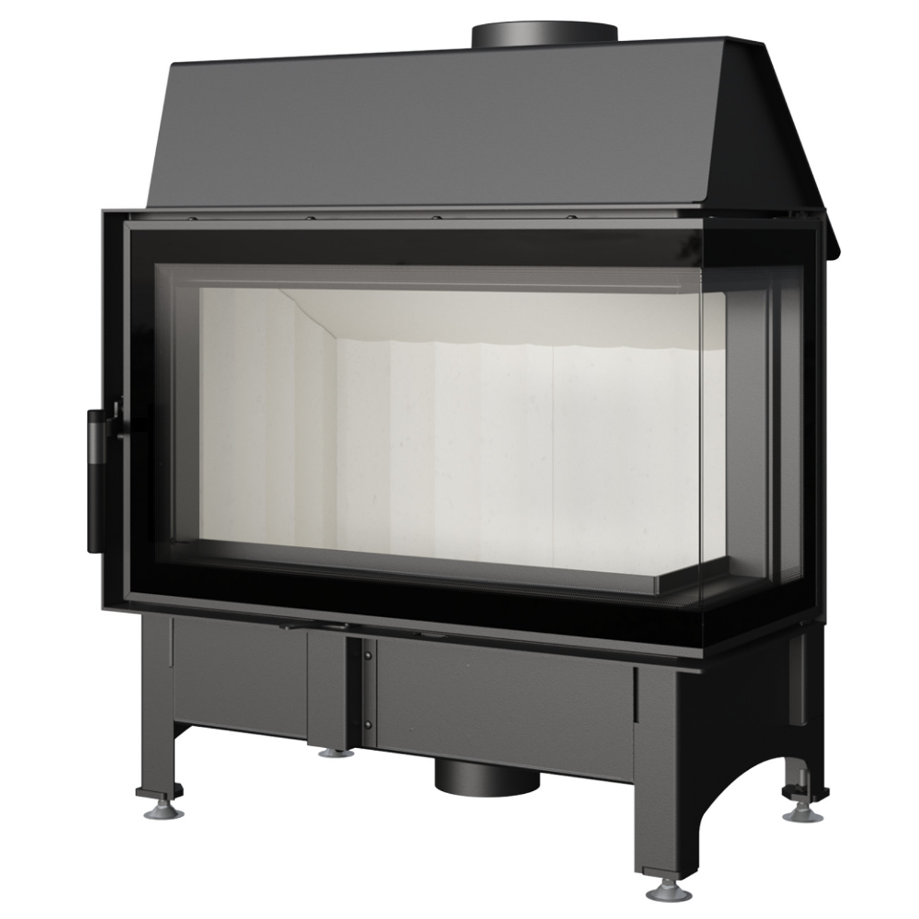 zibi-p-bs-12-deco-tit Zibi 12 Deco Eckkamineinsatz Rechts 11kW mit rahmenloser Scheibe