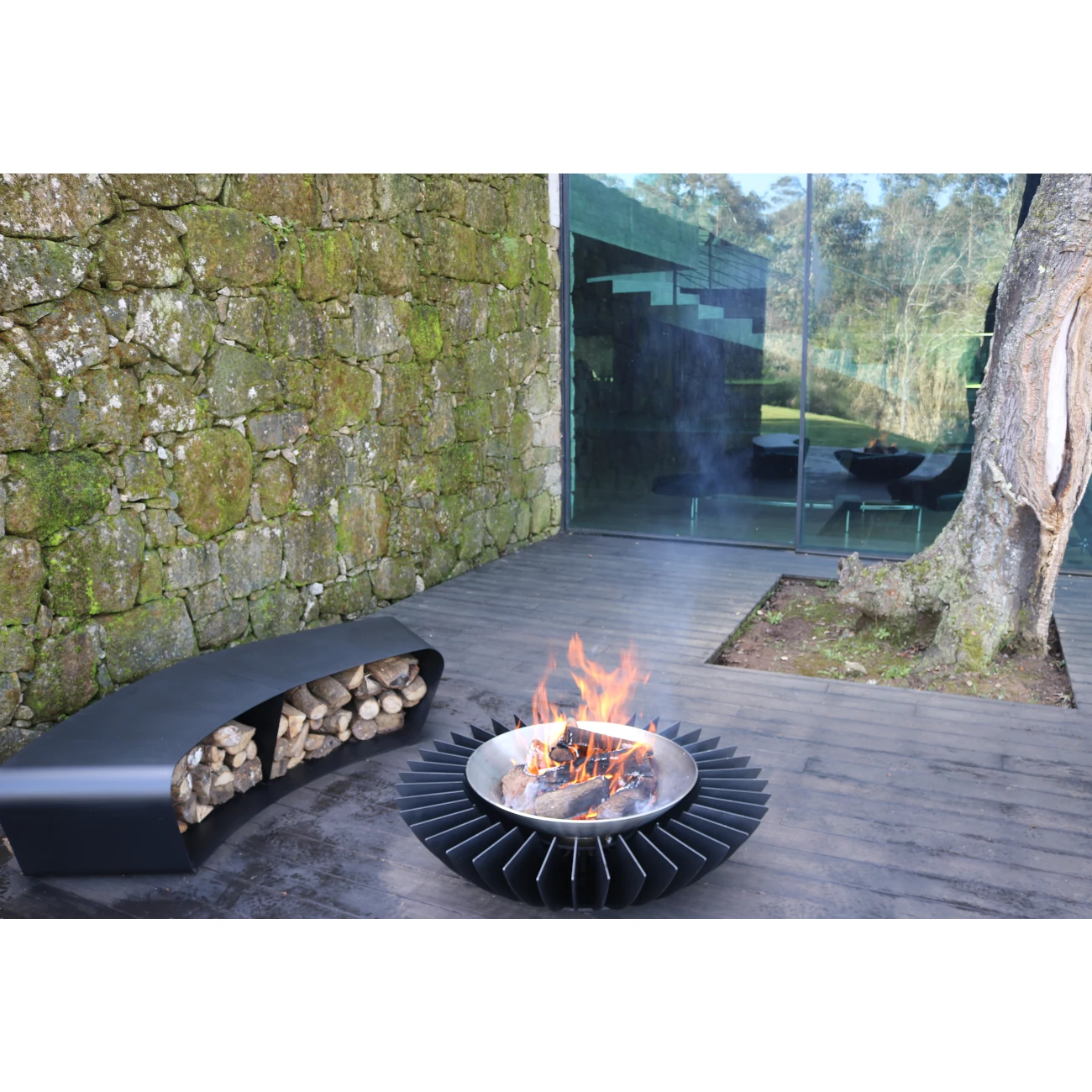 Cosmo 13 Designer Feuerschale Gartenkamin Schwarz