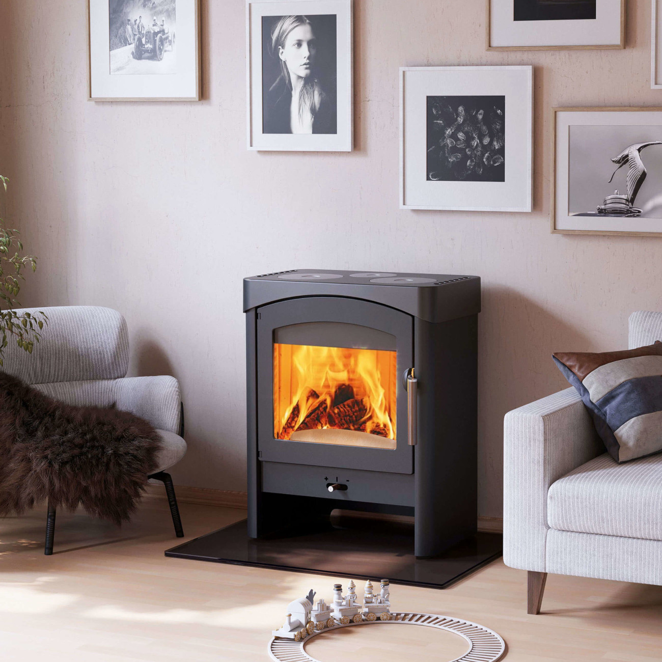 Pallas Koch-Kaminofen 8,5kW Gussgrau Pallas Koch-Kaminofen 8,5kW Gussgrau