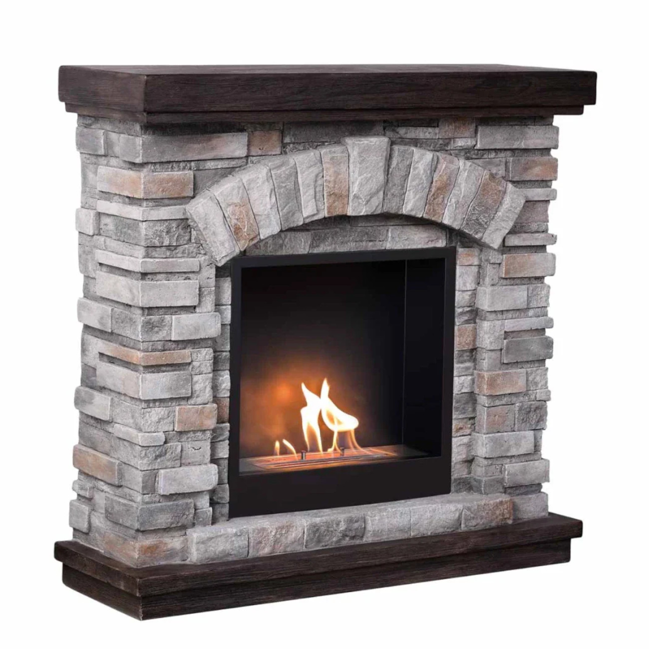 Ask Rustikaler Wand-Bioethanol-Kamin Graue Ziegeloptik Ask Rustikaler Wand-Bioethanol-Kamin Graue Ziegeloptik