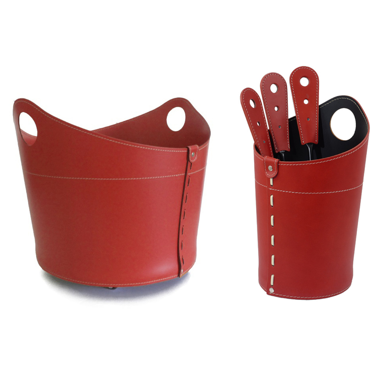 Incad-kaminbesteck-holzkorb-rot-web1 Incad Designer Kaminbesteckset und Holzkorb Rot
